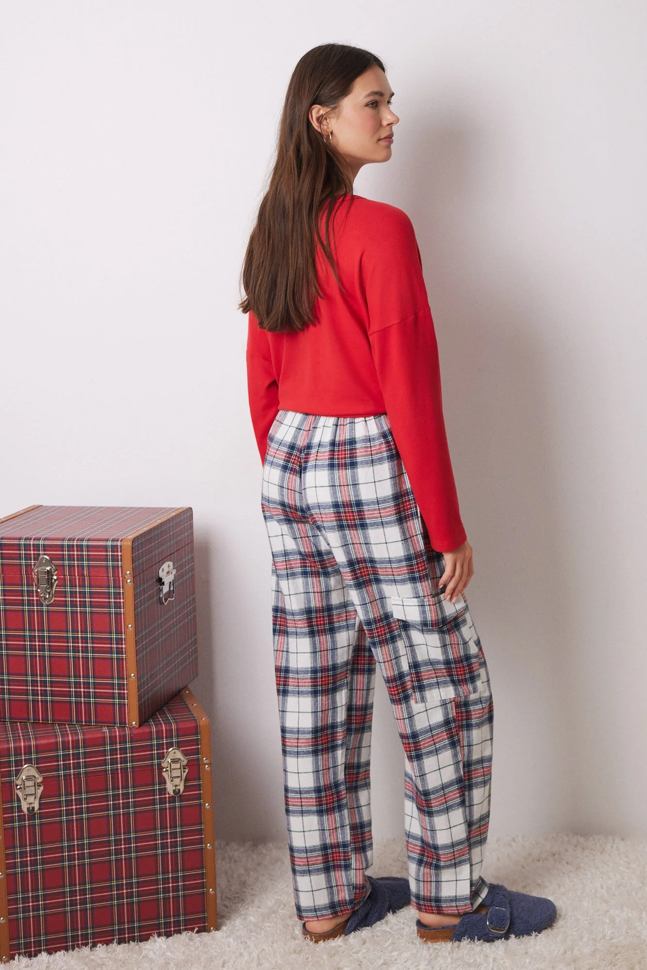 100% checked cotton cargo pants - Image 3