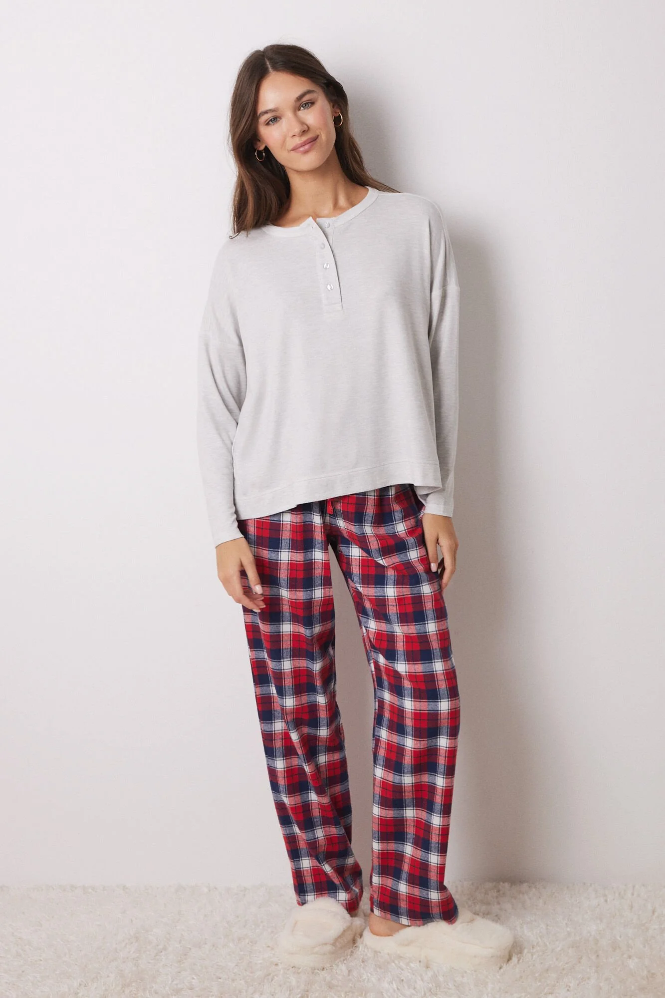 100% checked cotton casual pants - Image 3