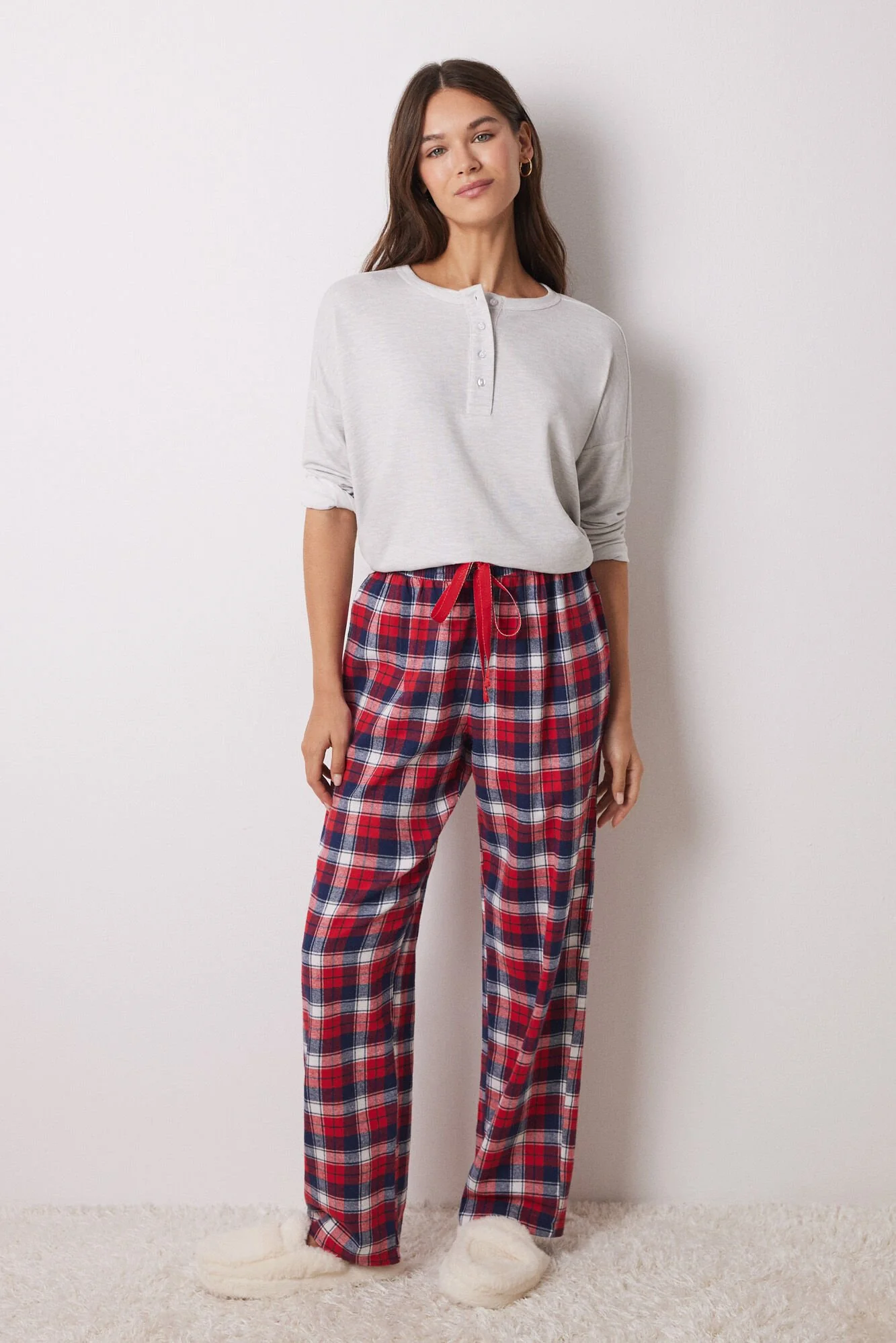100% checked cotton casual pants - Image 4