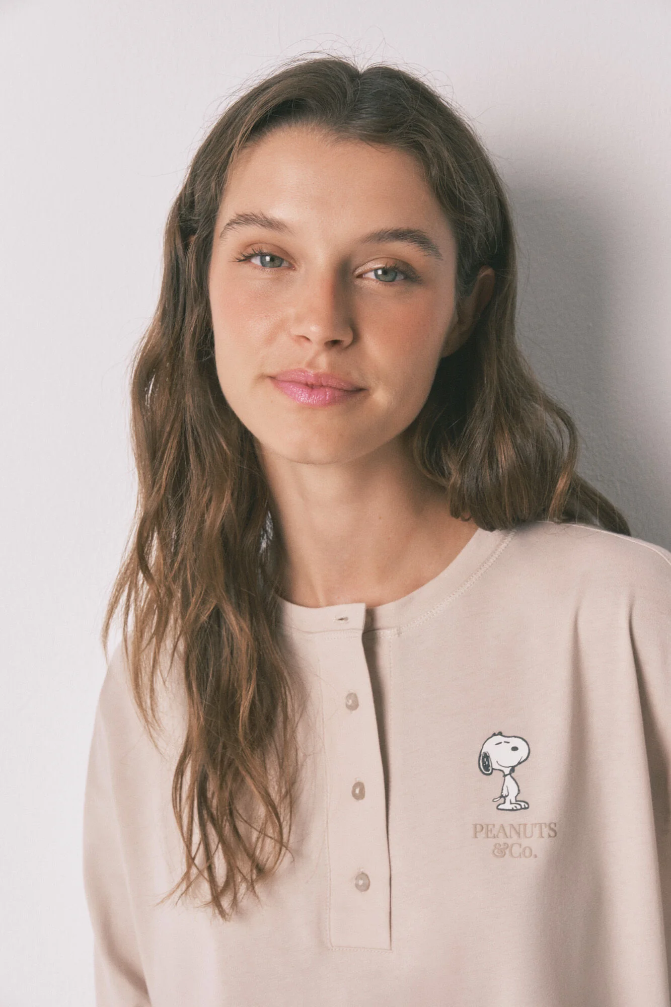 100% cotton beige Snoopy long pyjamas - Image 2