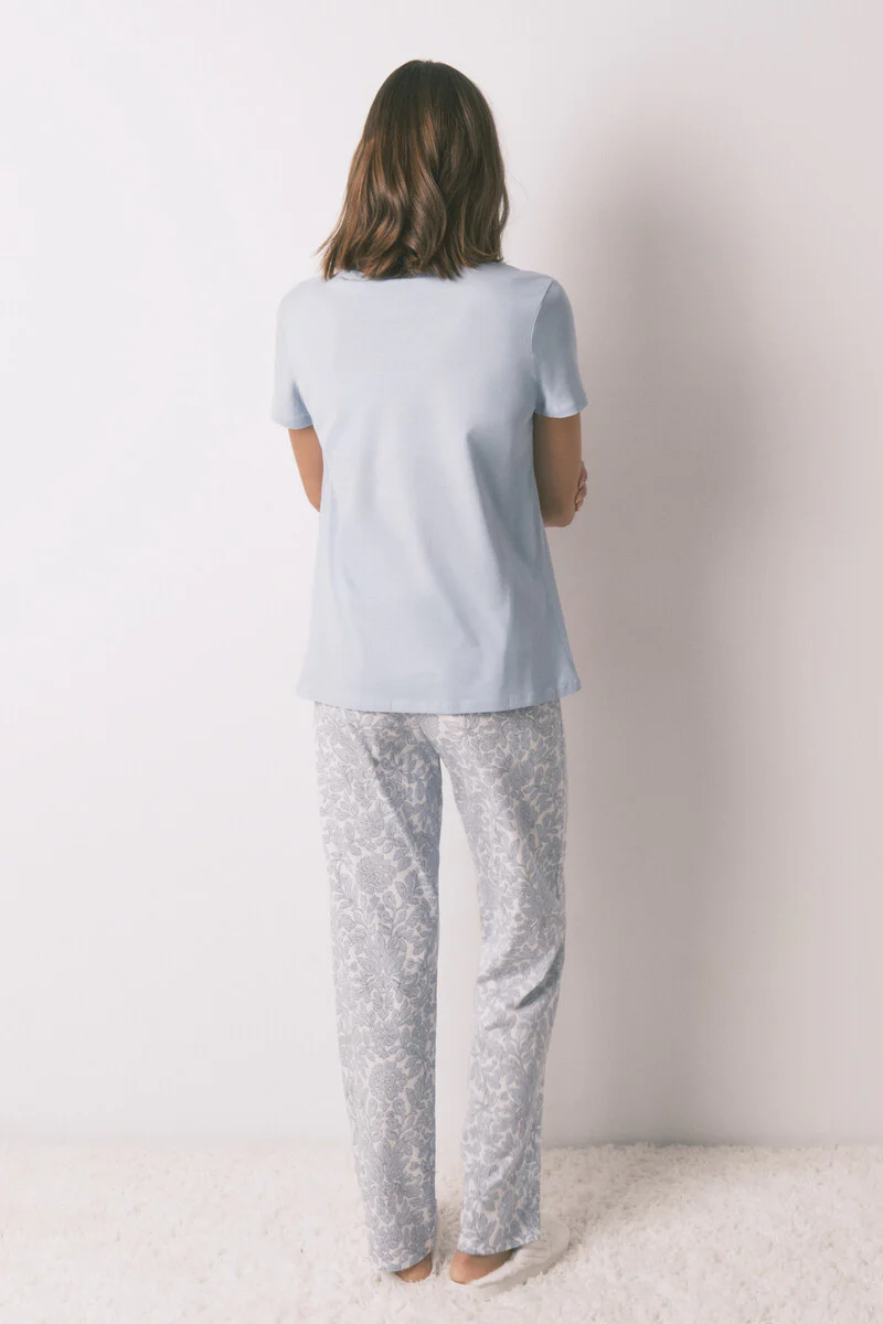 100% cotton blue floral print pyjamas - Image 2