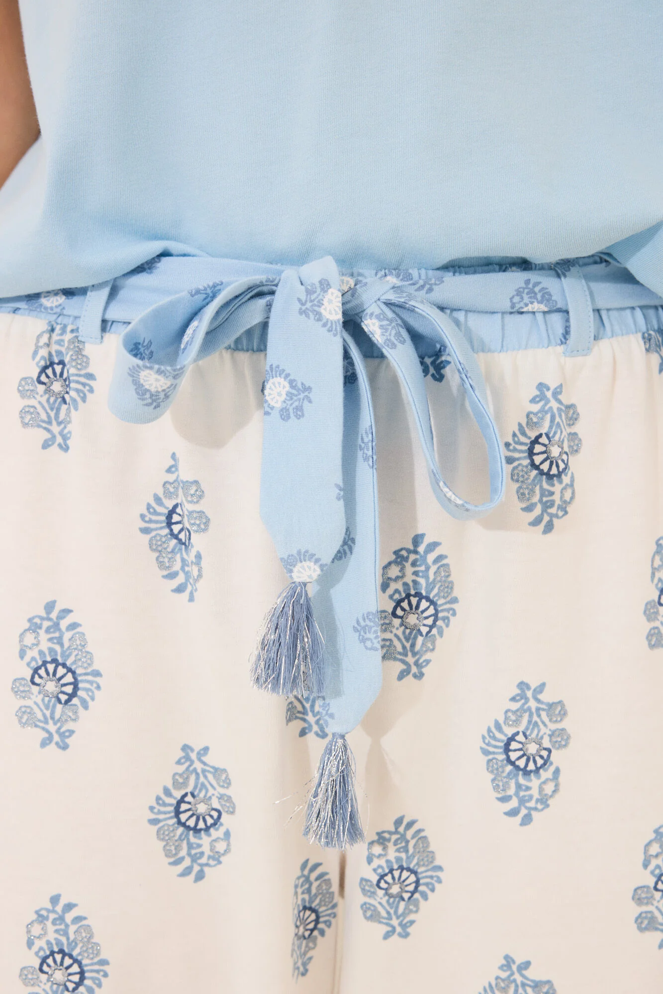 100% cotton blue paisley Capri pyjamas - Image 3