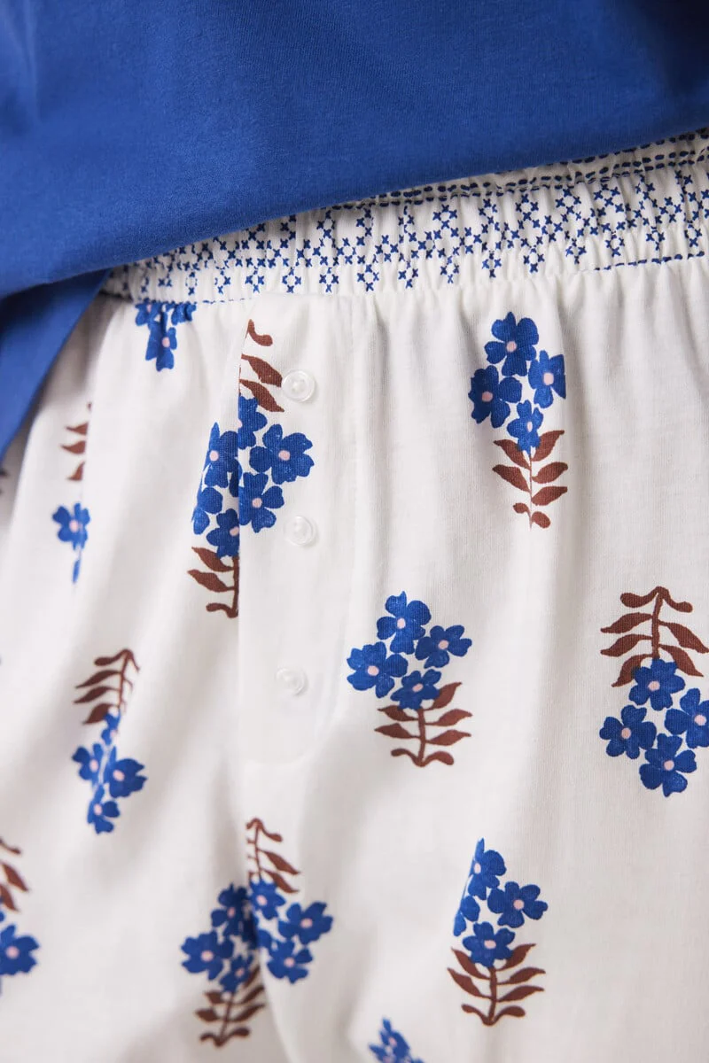 100% cotton skinny long pants with flowers - Image 3