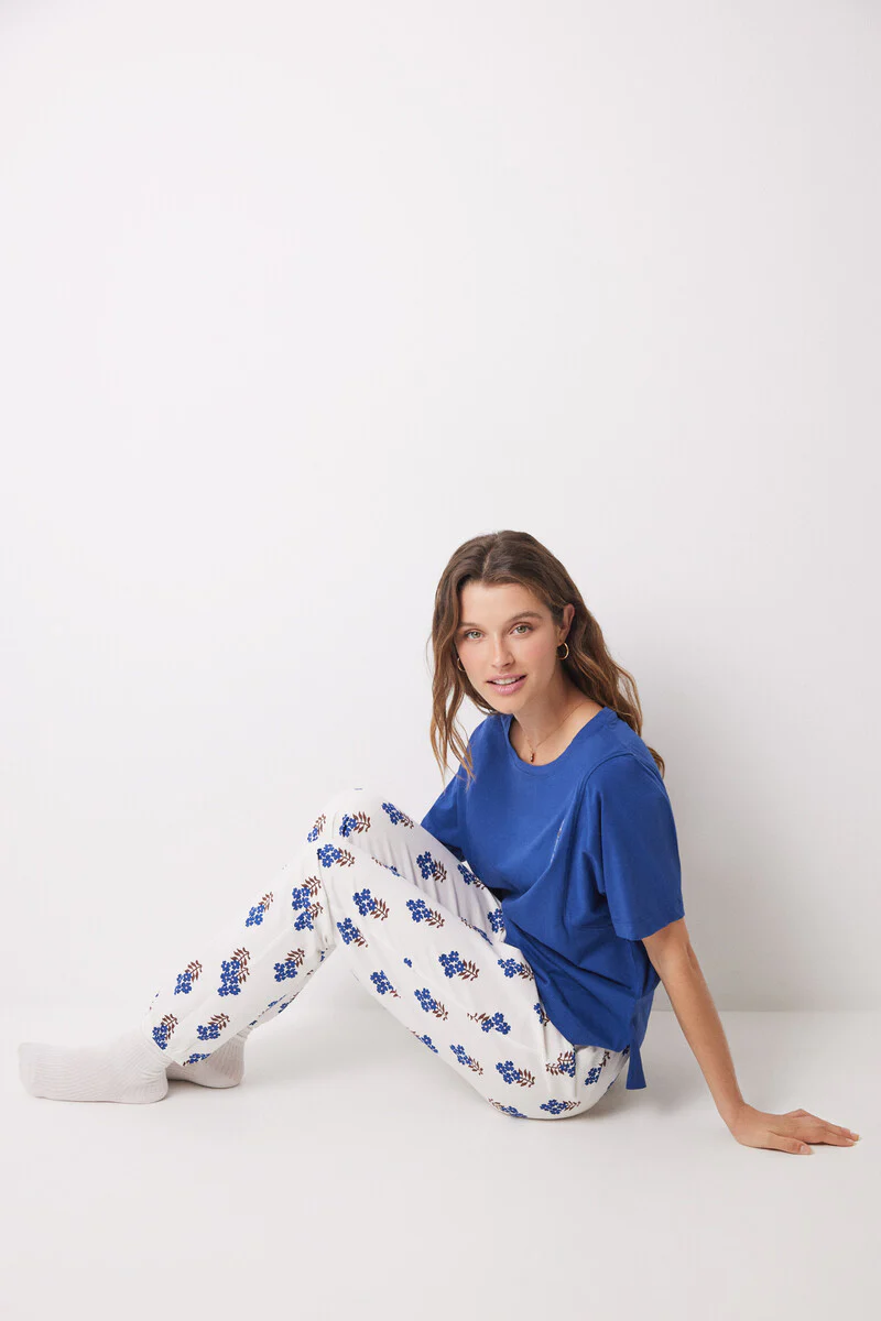 100% cotton skinny long pants with flowers - Image 4
