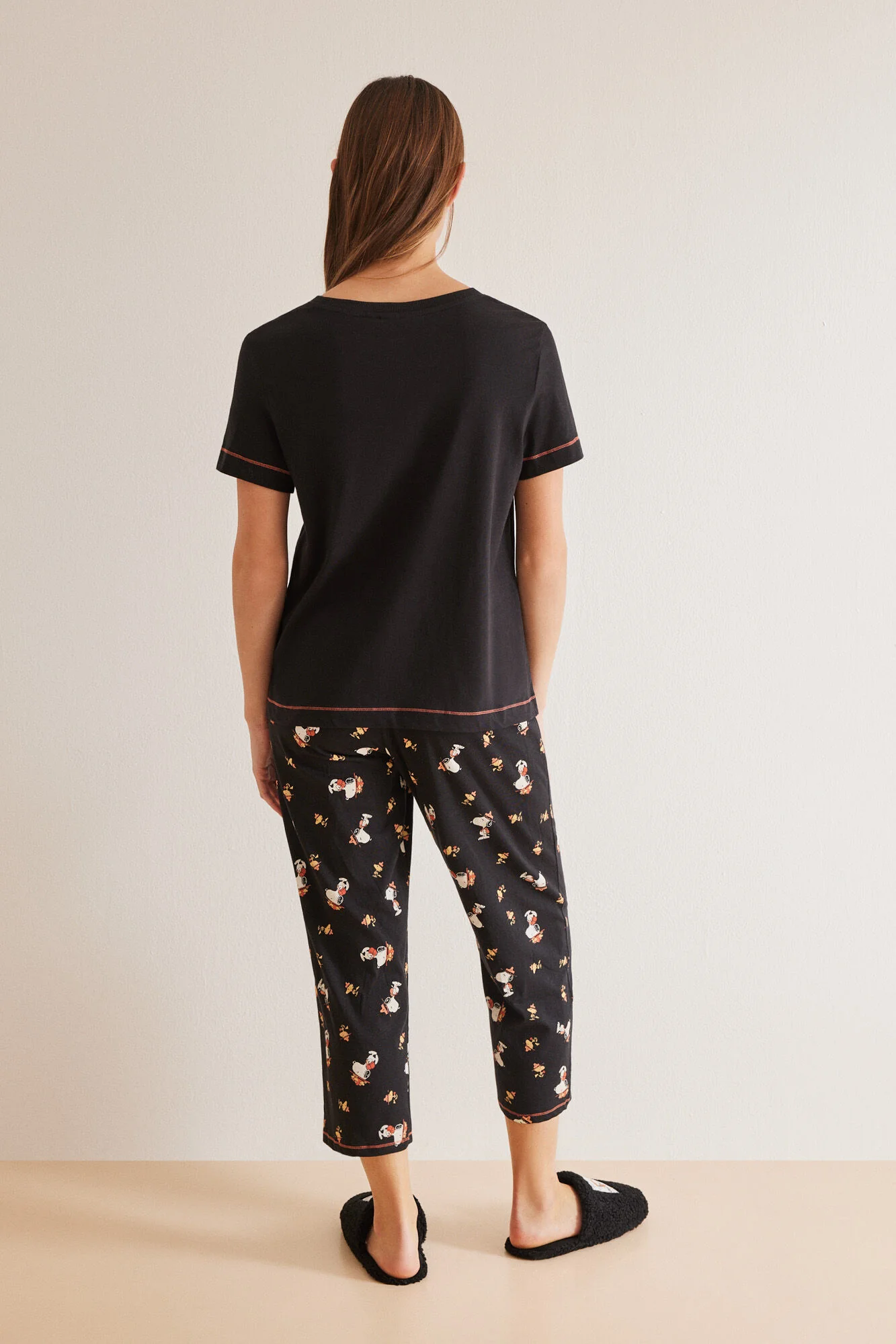 100% Cotton Capri Length Black Snoopy Pyjamas - Image 2