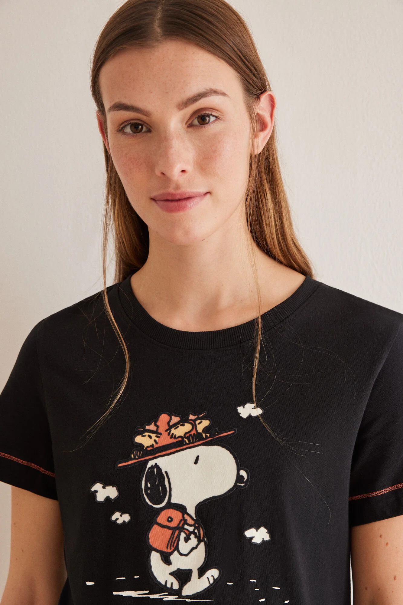100% Cotton Capri Length Black Snoopy Pyjamas - Image 3