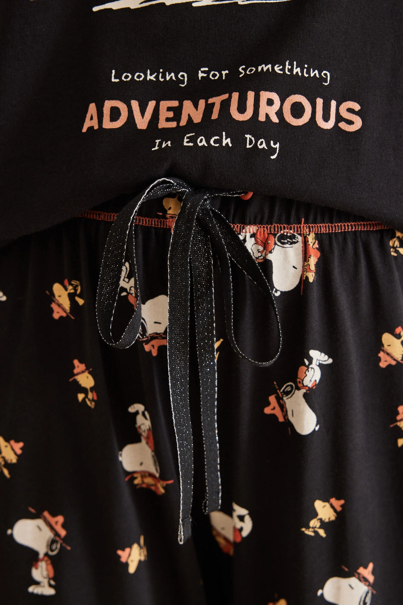 100% Cotton Capri Length Black Snoopy Pyjamas - Image 5