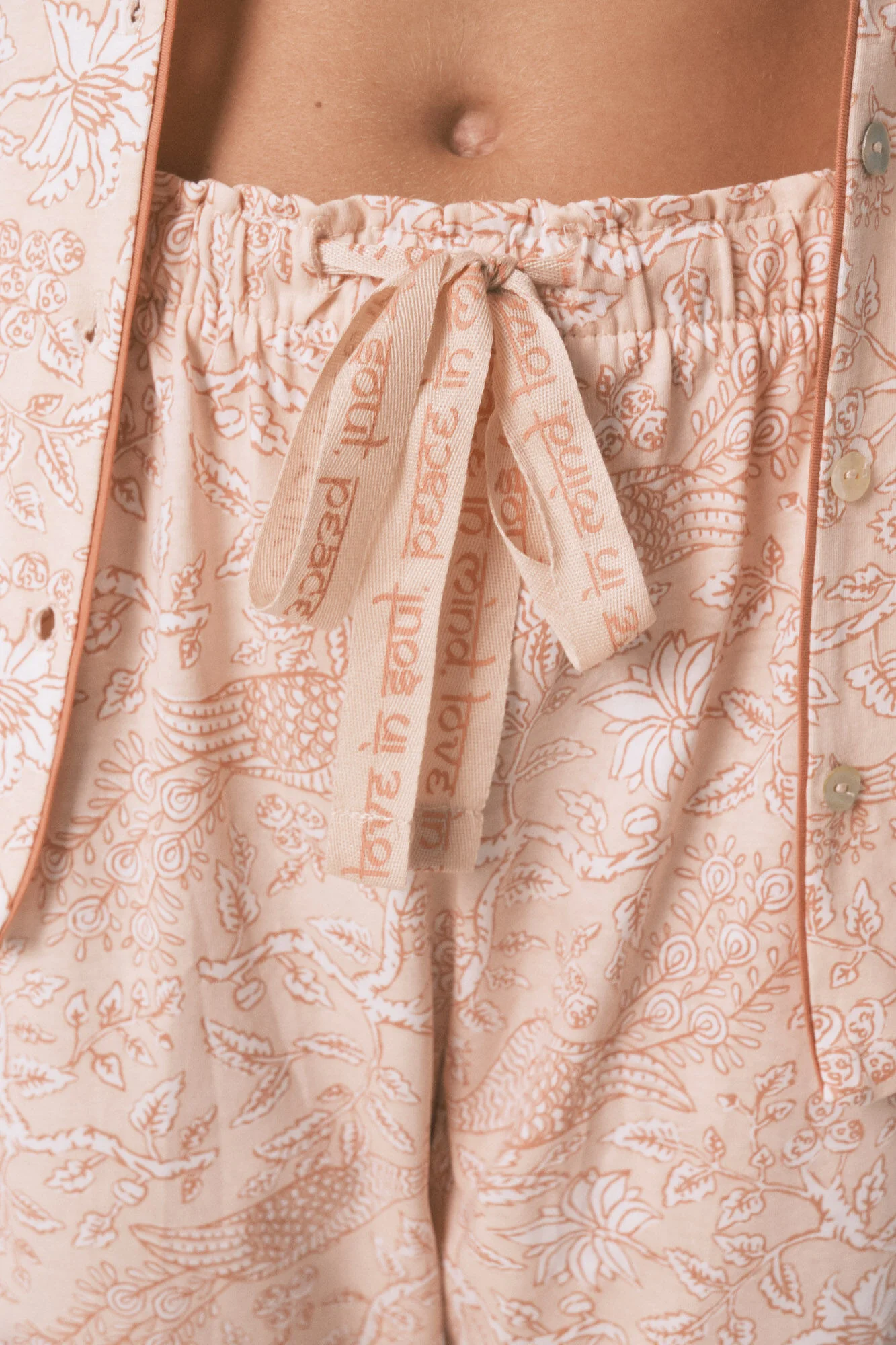 100% cotton classic pyjamas with orange flowers - Image 2