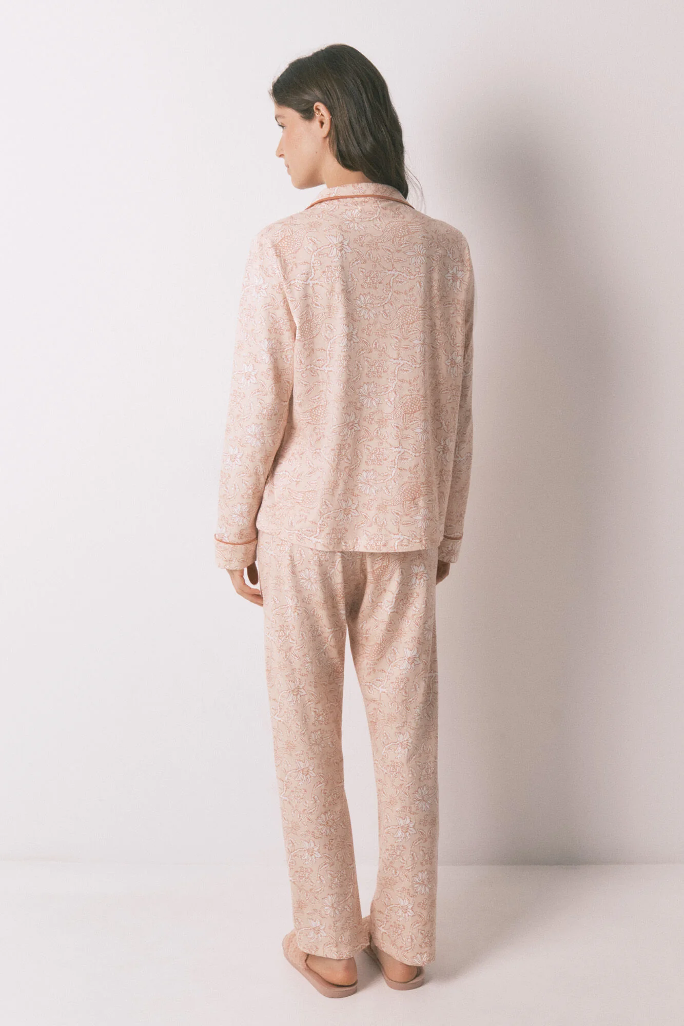 100% cotton classic pyjamas with orange flowers - Image 4