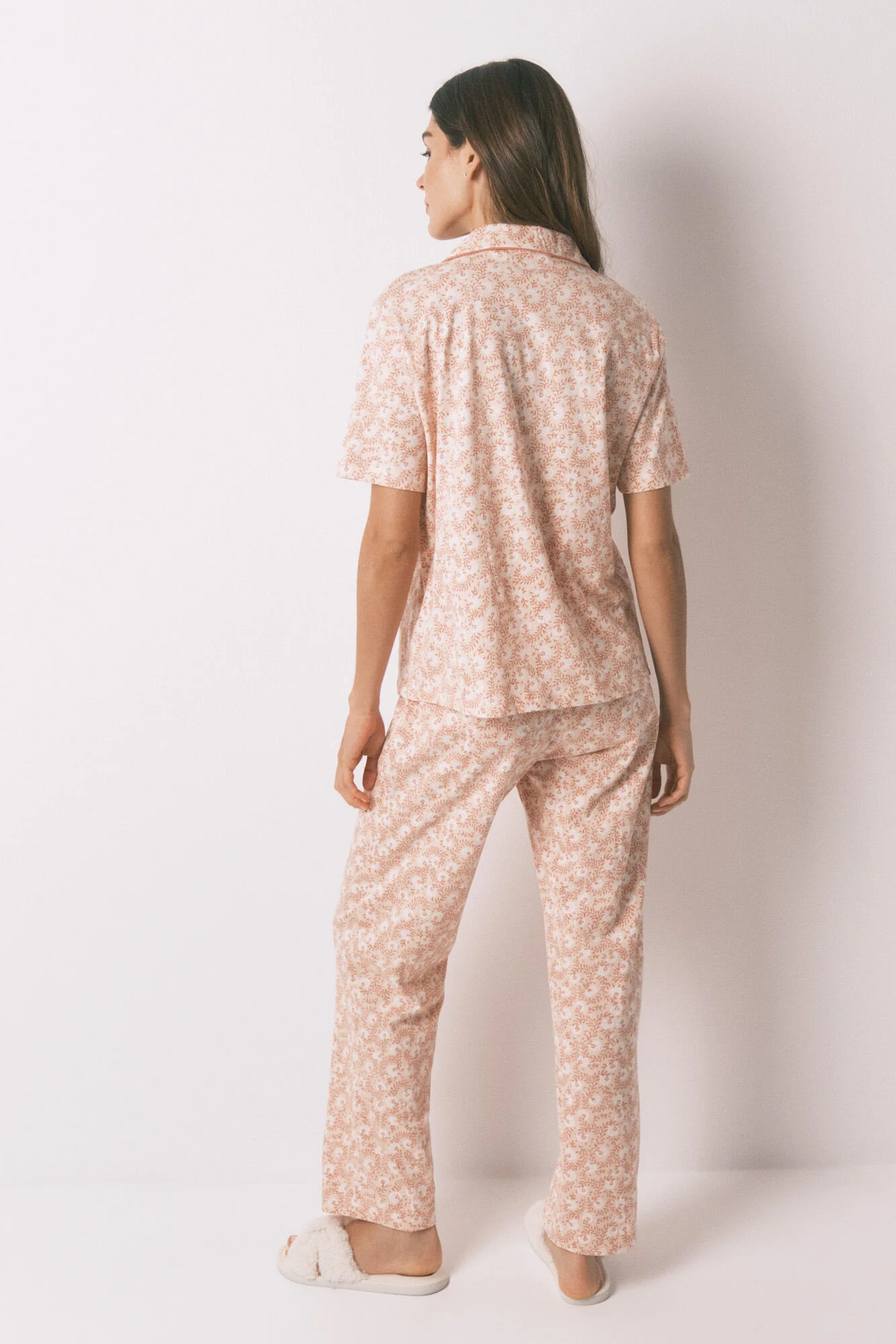 100% cotton classic pyjamas with orange flowers - Image 5