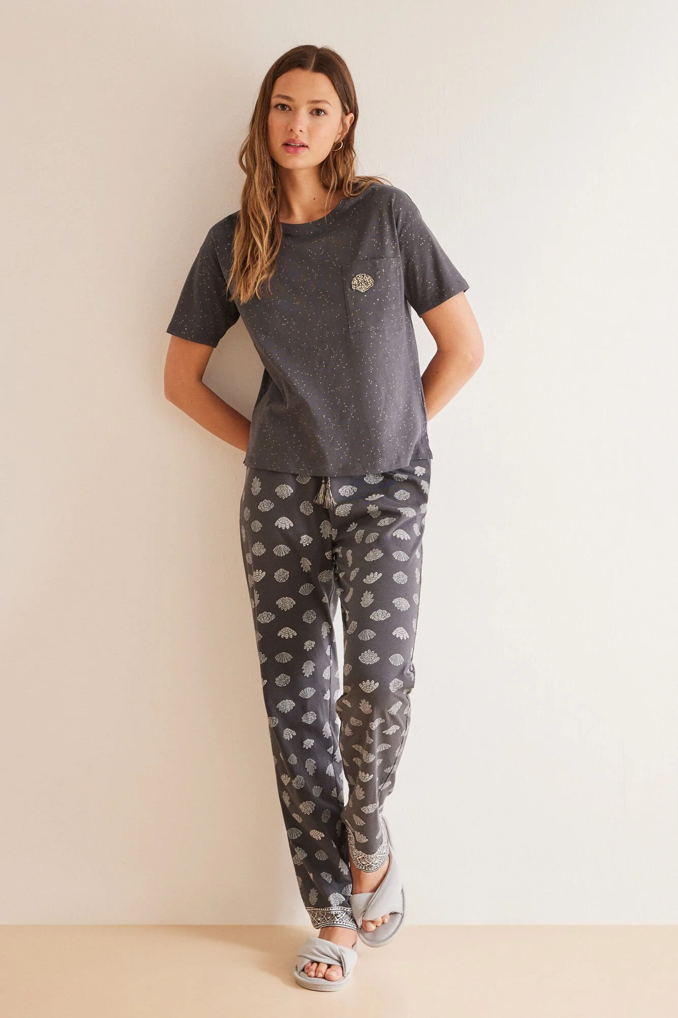 Long 100% cotton shell grey pyjamas - Image 3
