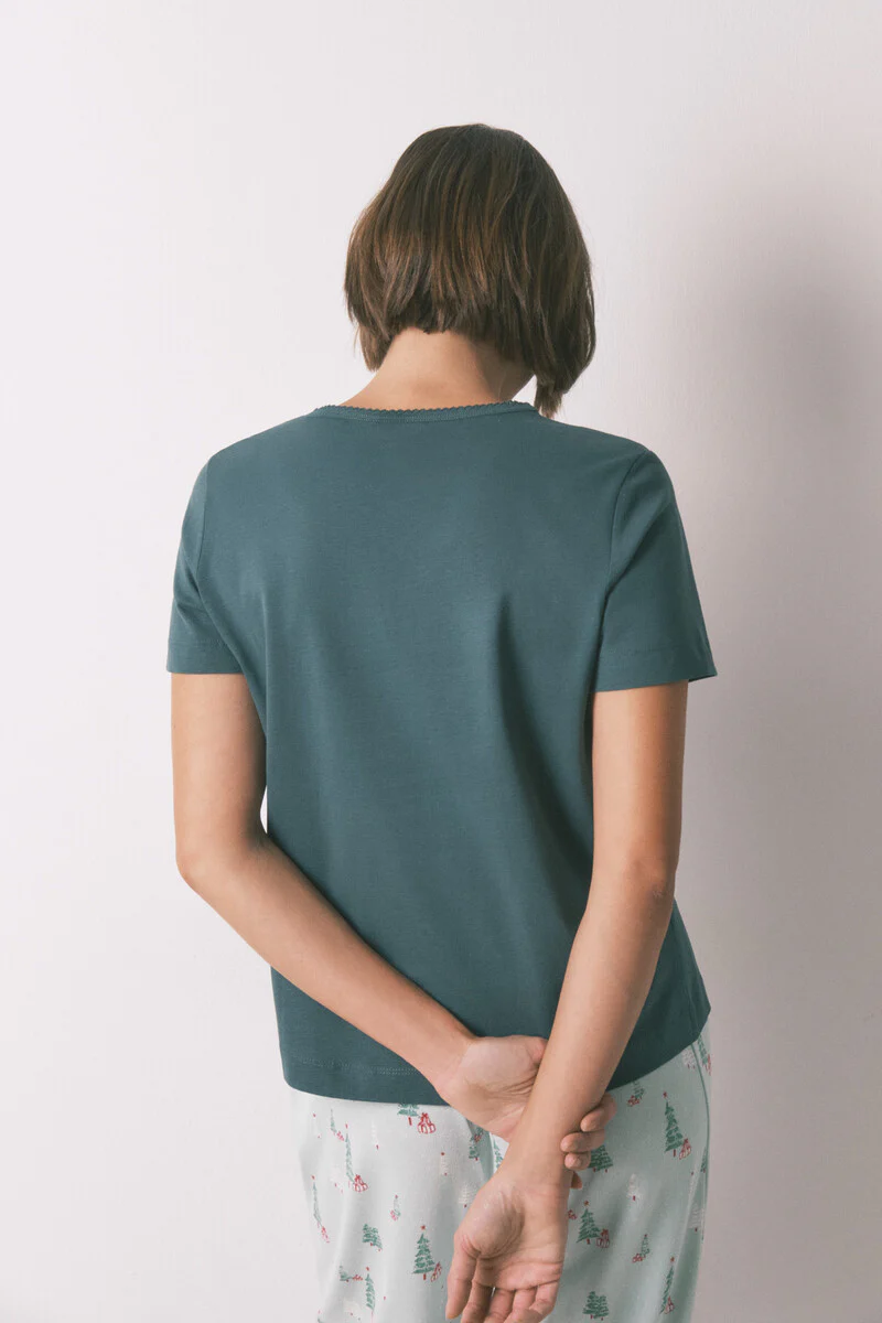 100% cotton green short sleeve T-shirt - Image 3