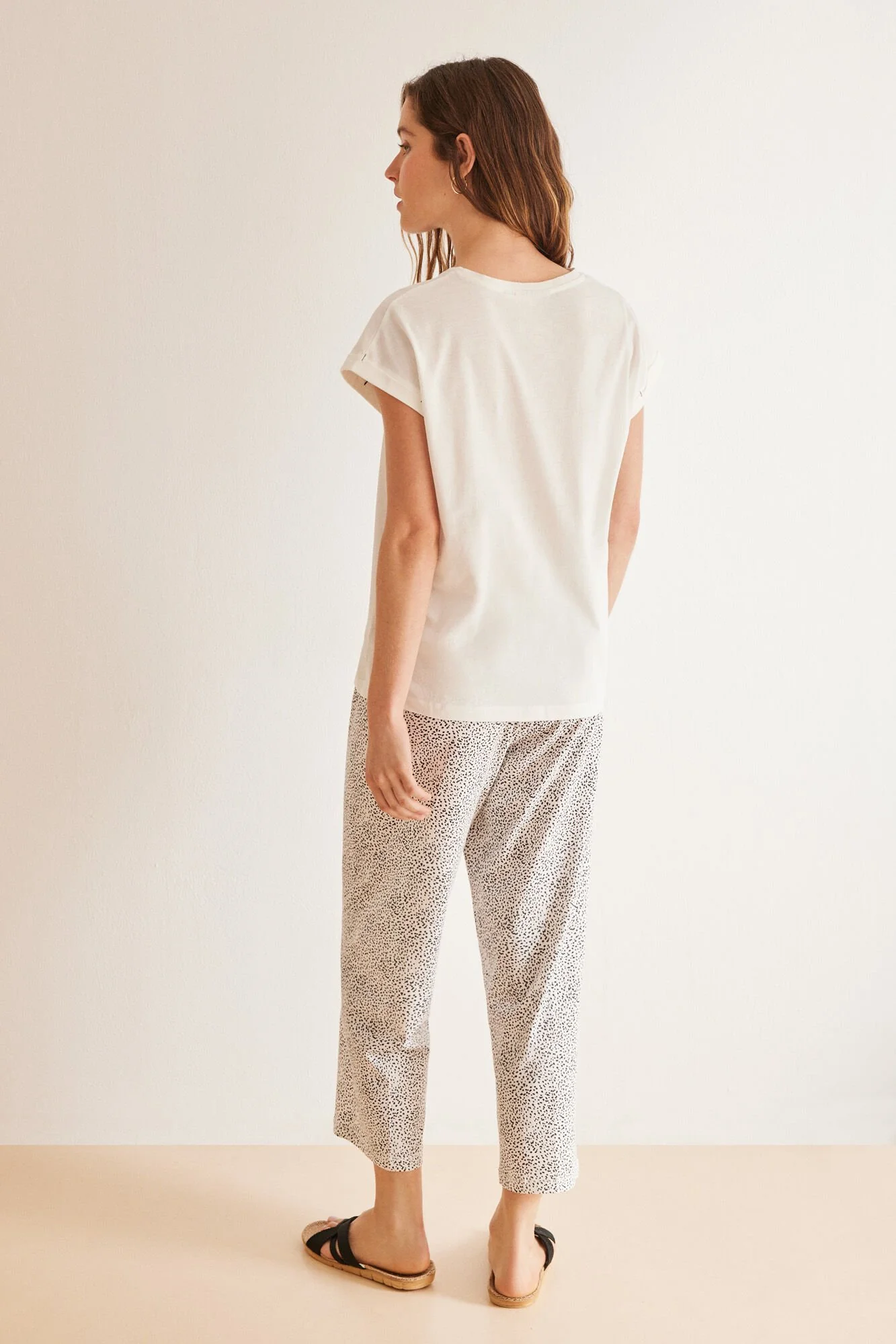 100% Cotton ivory Stitch capri pyjamas - Image 2