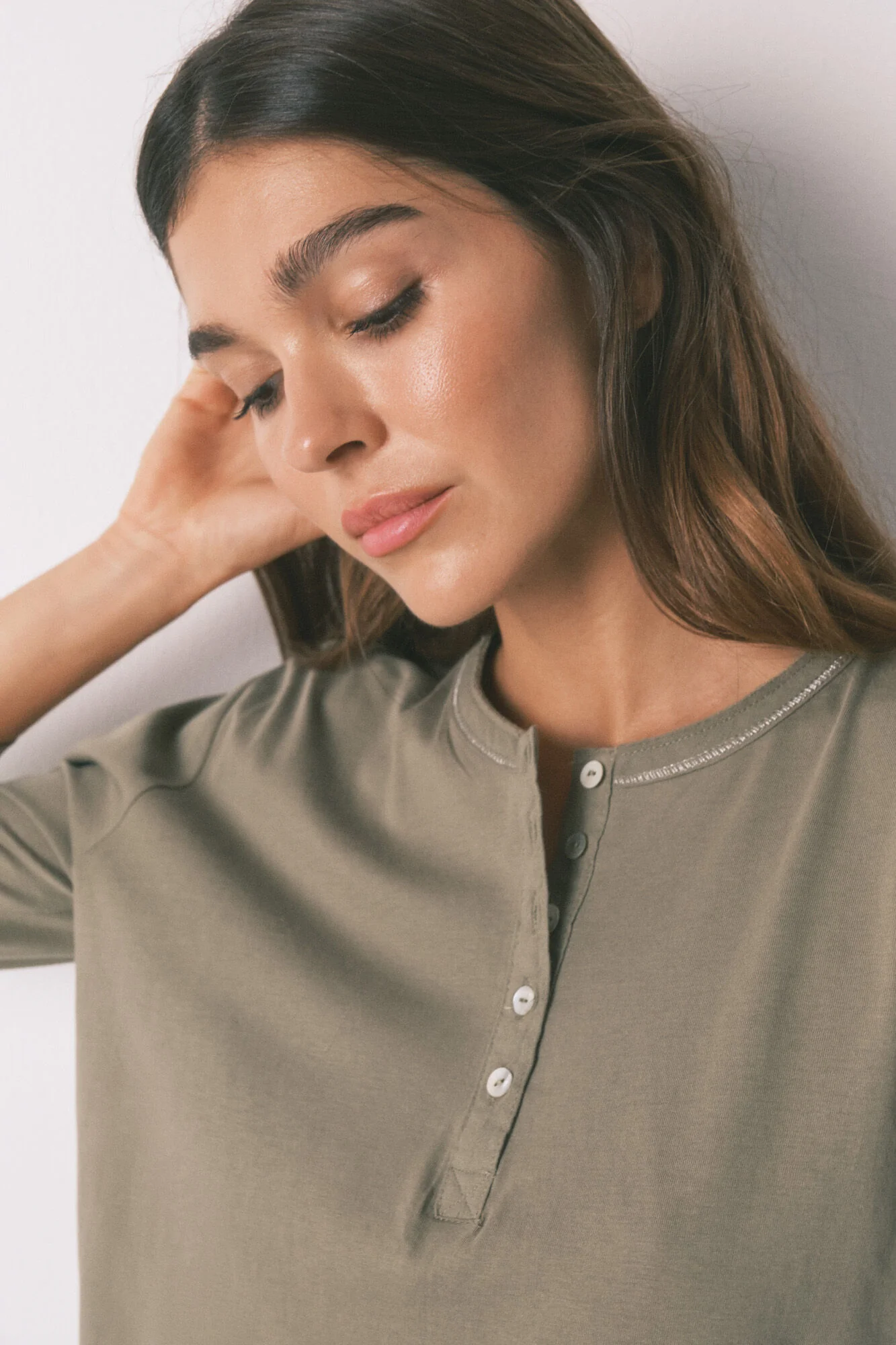 100% cotton khaki ¾- sleeve T-shirt - Image 3