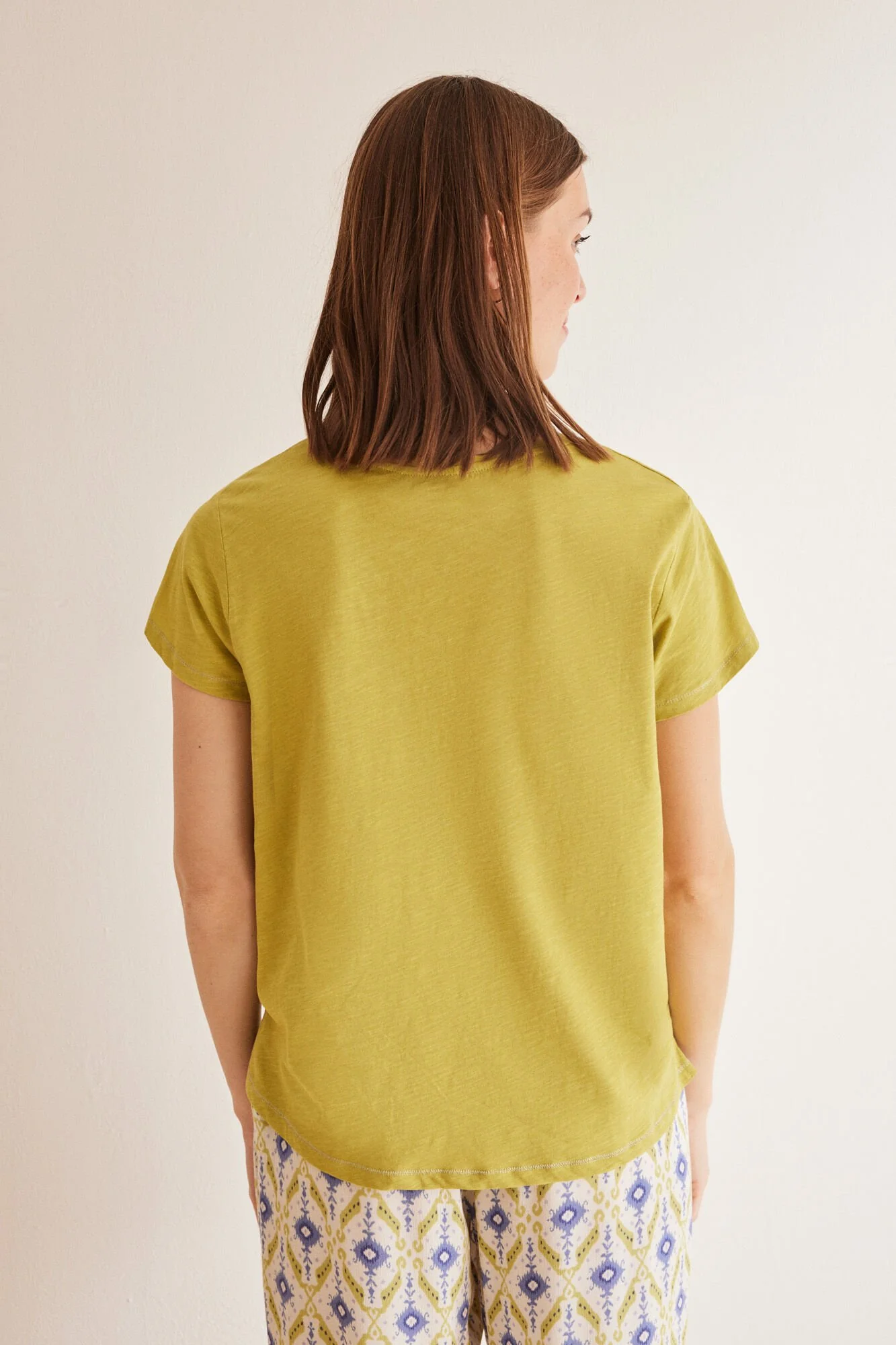 Green slub 100% cotton T-shirt - Image 2