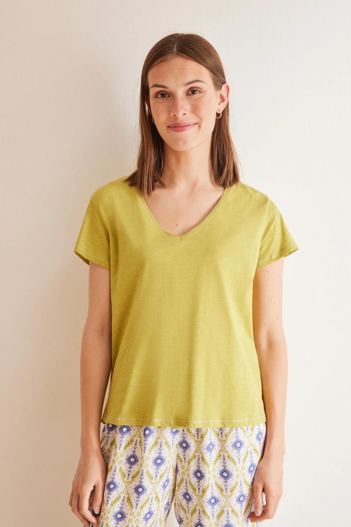Green slub 100% cotton T-shirt - Image 3