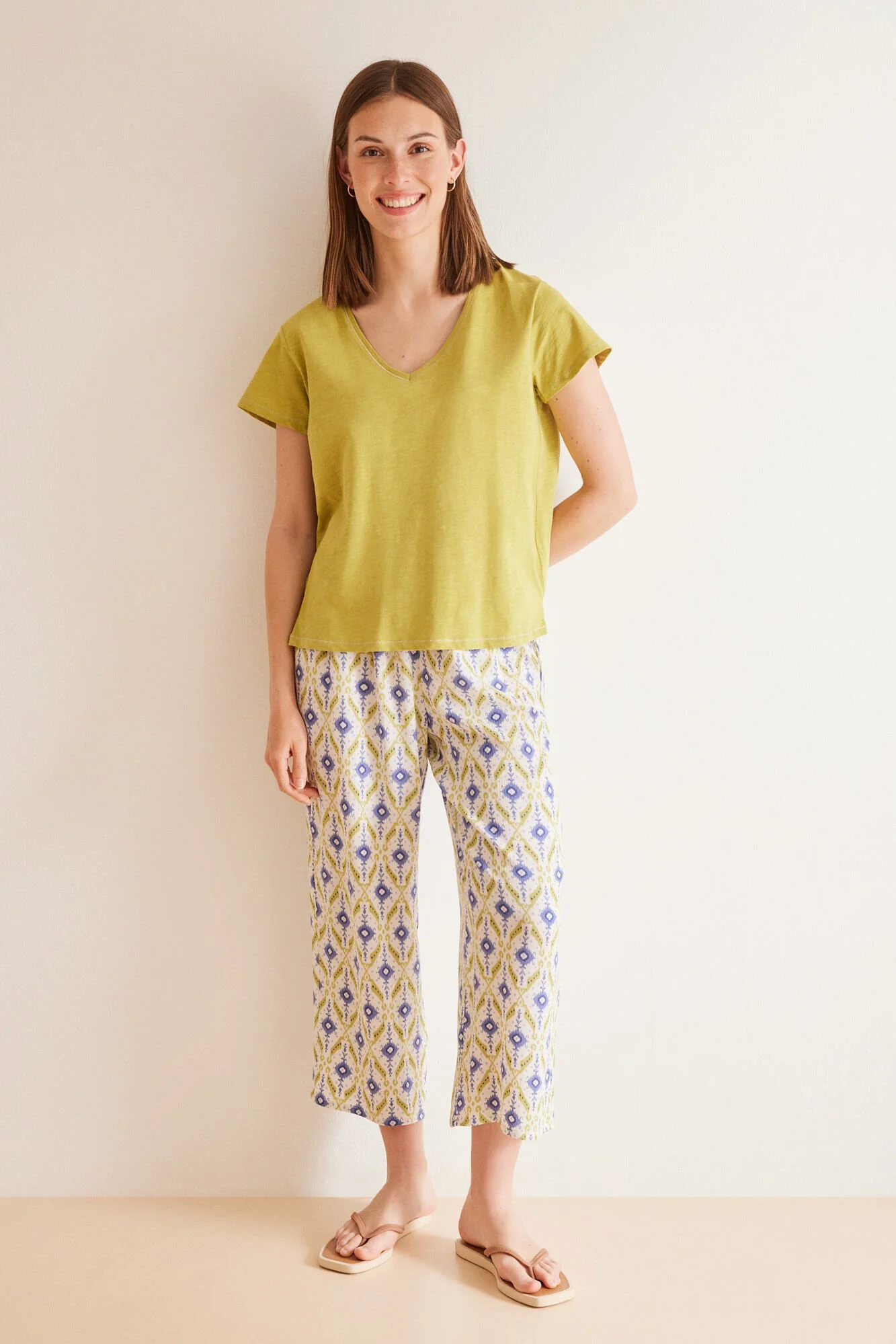 Green slub 100% cotton T-shirt - Image 4