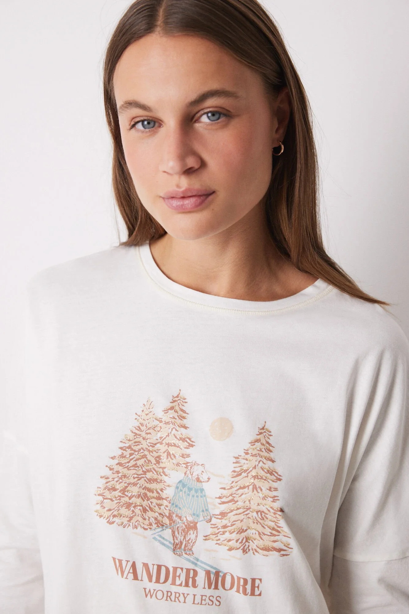 100% cotton long pajamas with Christmas print - Image 5