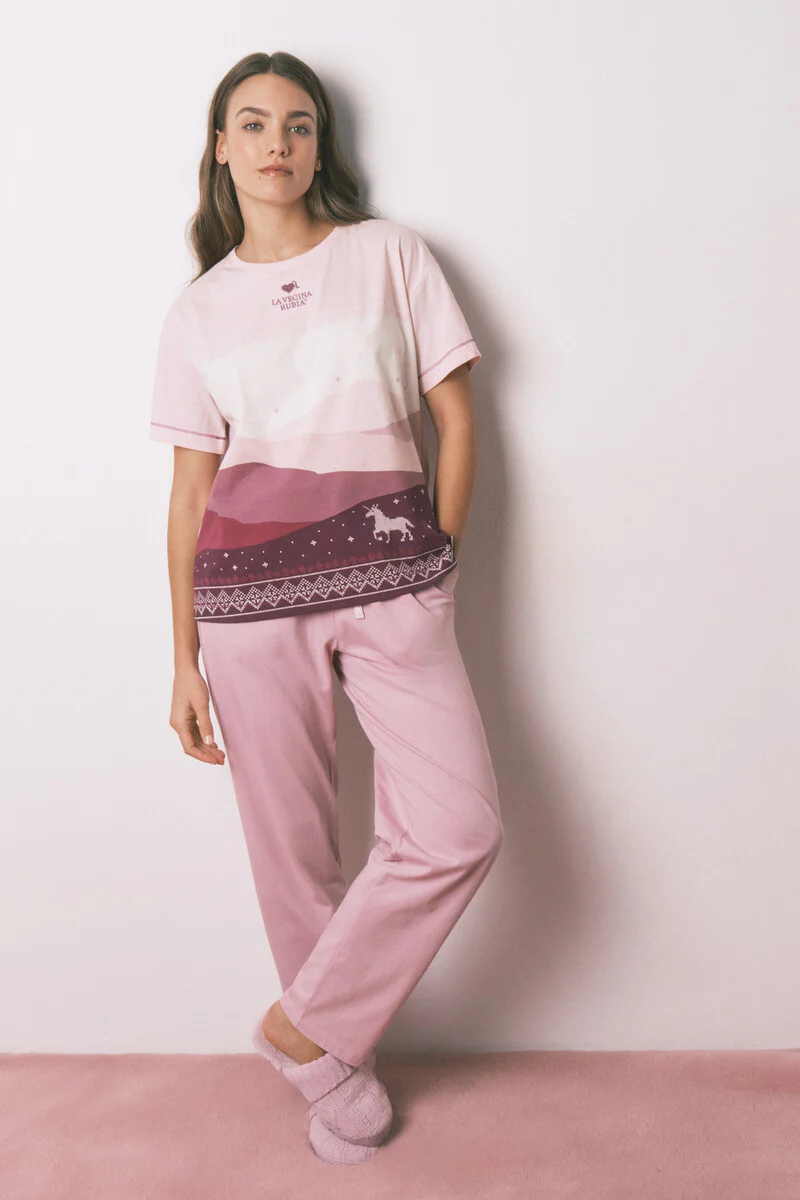 100% cotton long pyjamas with short sleeve