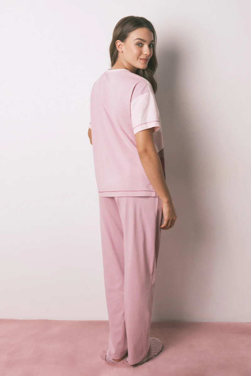 100% cotton long pyjamas with short sleeve - Image 2