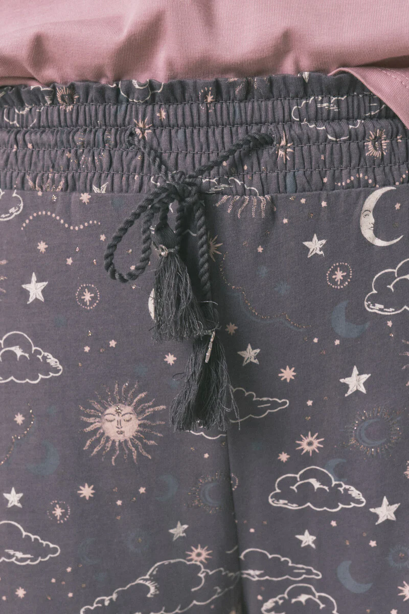 100% cotton long trouser with astral print - Image 3