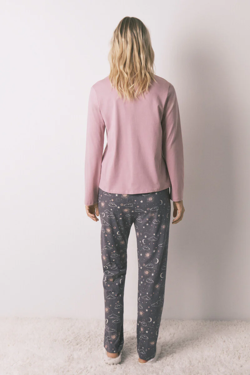 100% cotton long trouser with astral print - Image 4