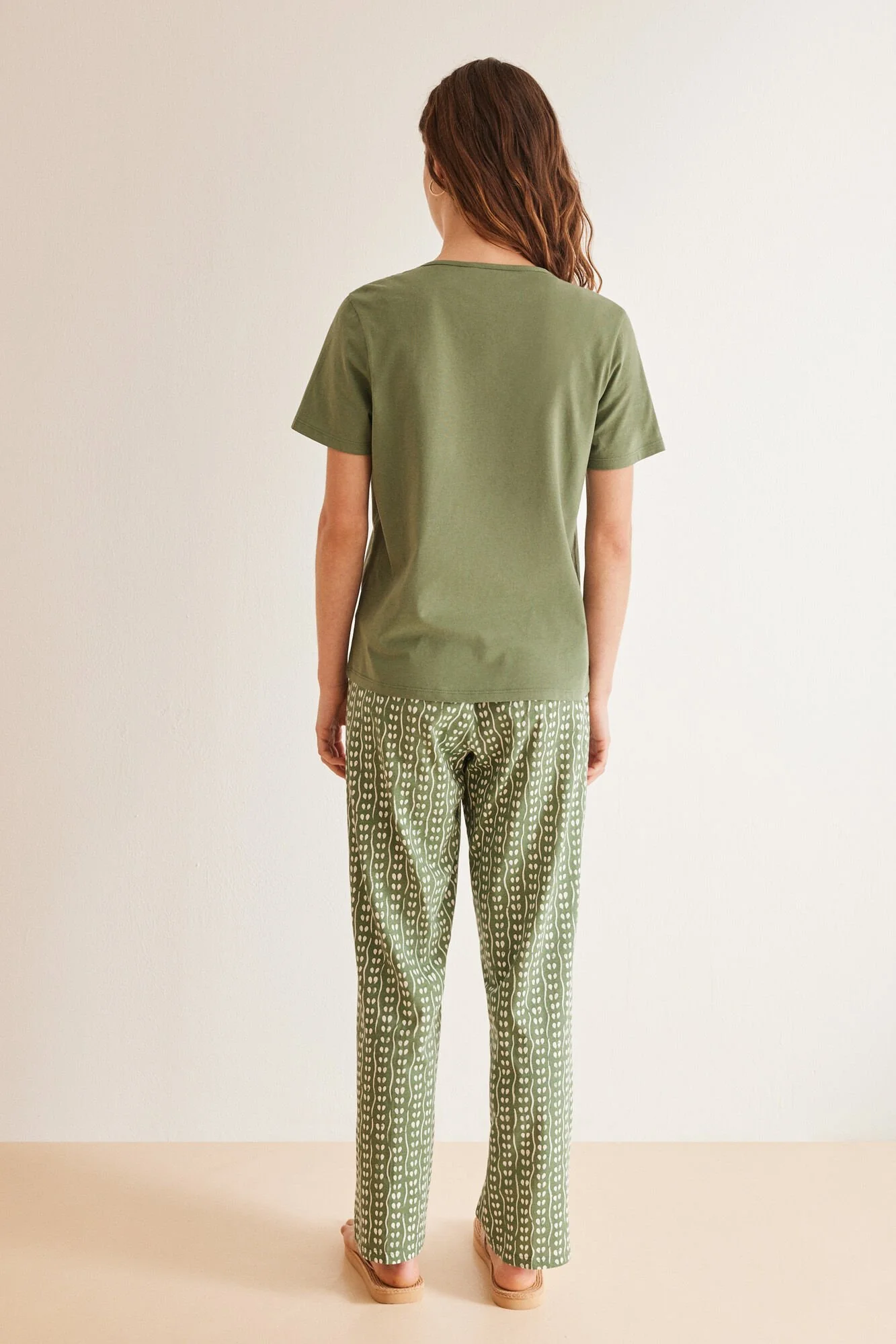 100% Cotton green geometric green pyjamas - Image 2