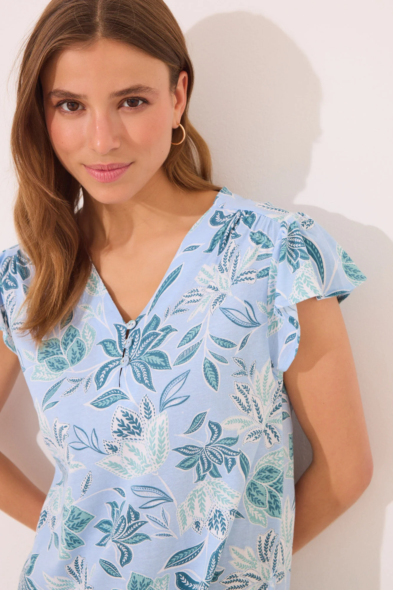 100% cotton midi nightgown with floral print - Image 3