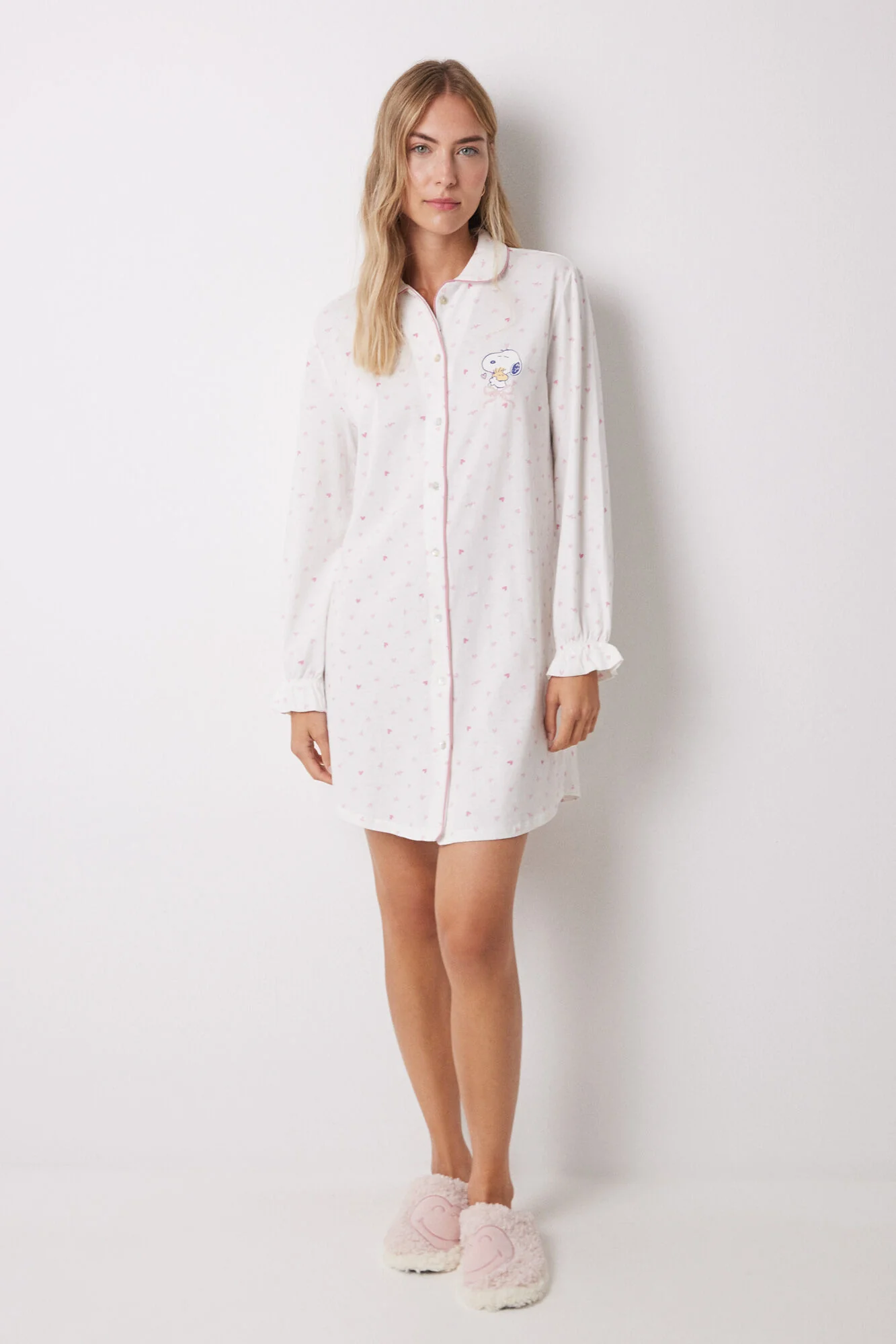 100% cotton nightgown with pink hearts