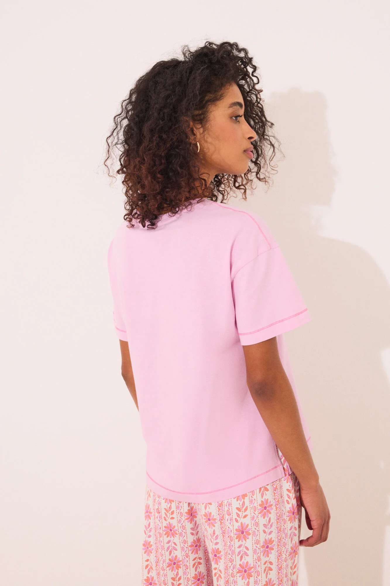100% cotton pink short sleeve T-shirt - Image 3