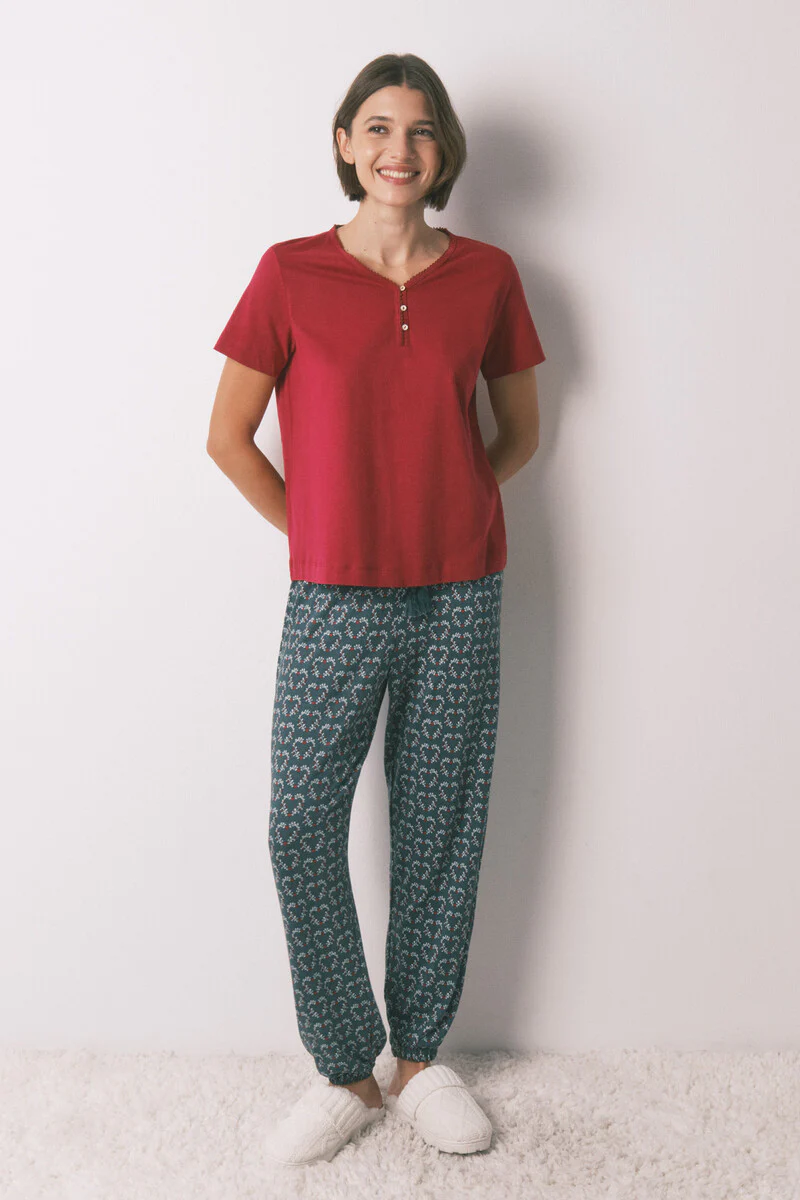 100% cotton red short sleeve T-shirt - Image 3