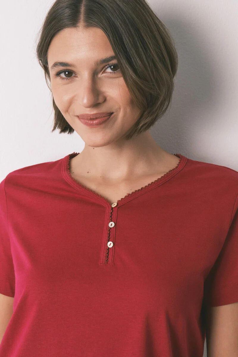 100% cotton red short sleeve T-shirt - Image 4