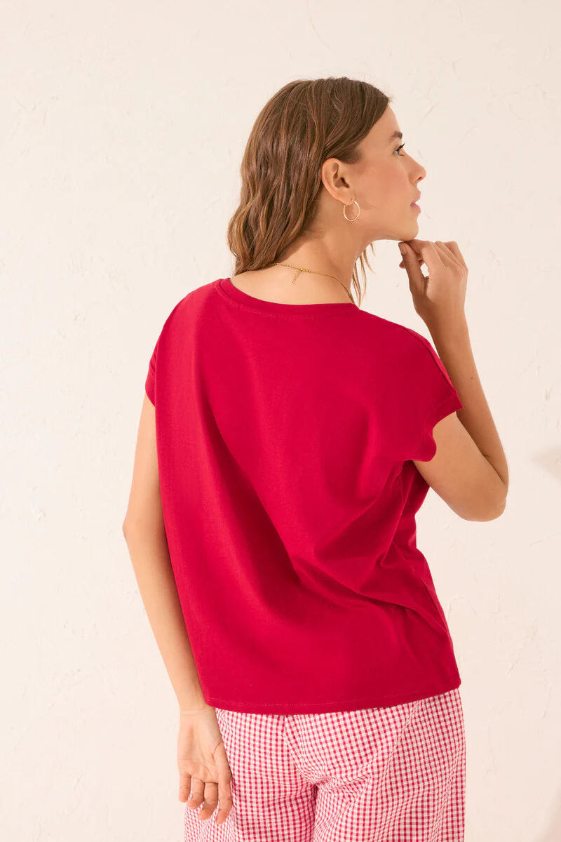 100% cotton red Snoopy short sleeve T-shirt - Image 2