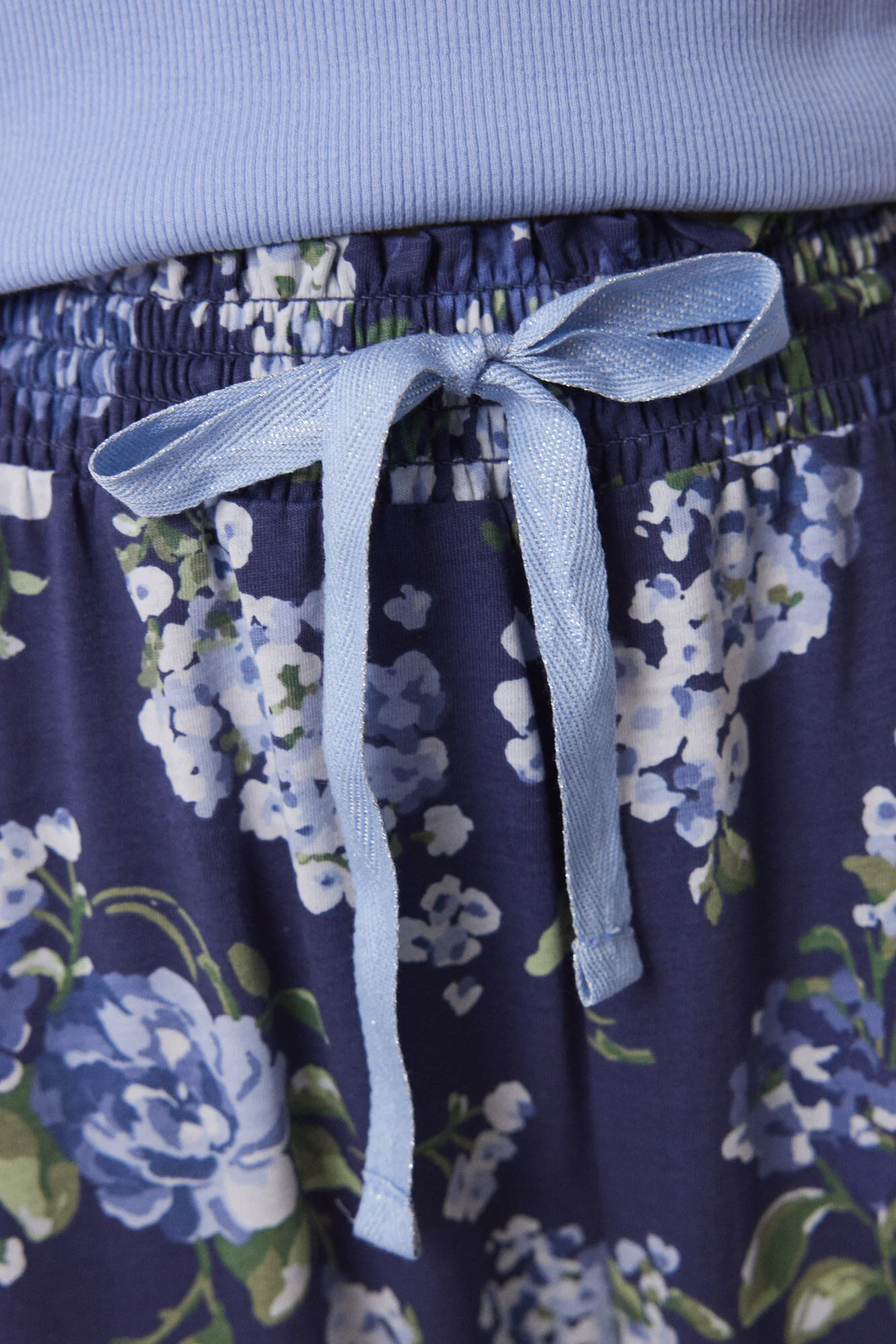 100% cotton ribbed pajamas with blue flowers - Image 4