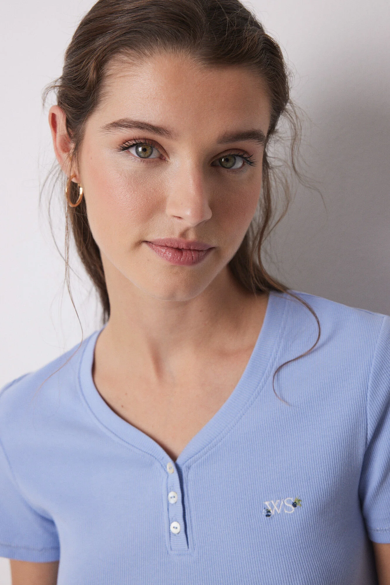 100% cotton ribbed pajamas with blue flowers - Image 5