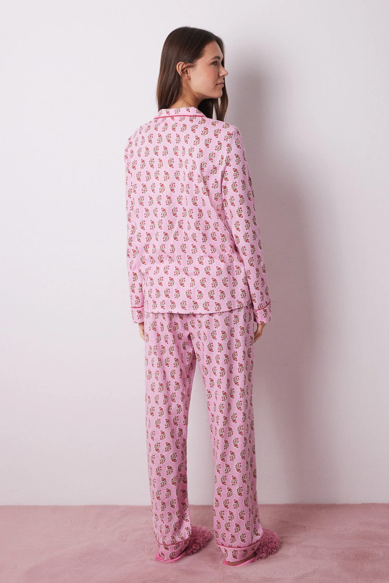 100% cotton shirt pajamas with Hindu flowers - Image 2