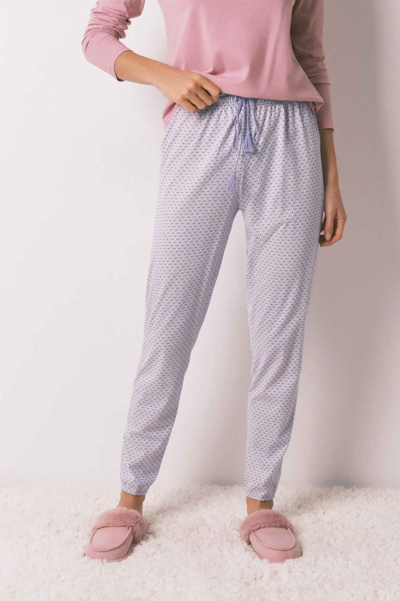 100% cotton skinny trouser with geometric print - Image 2