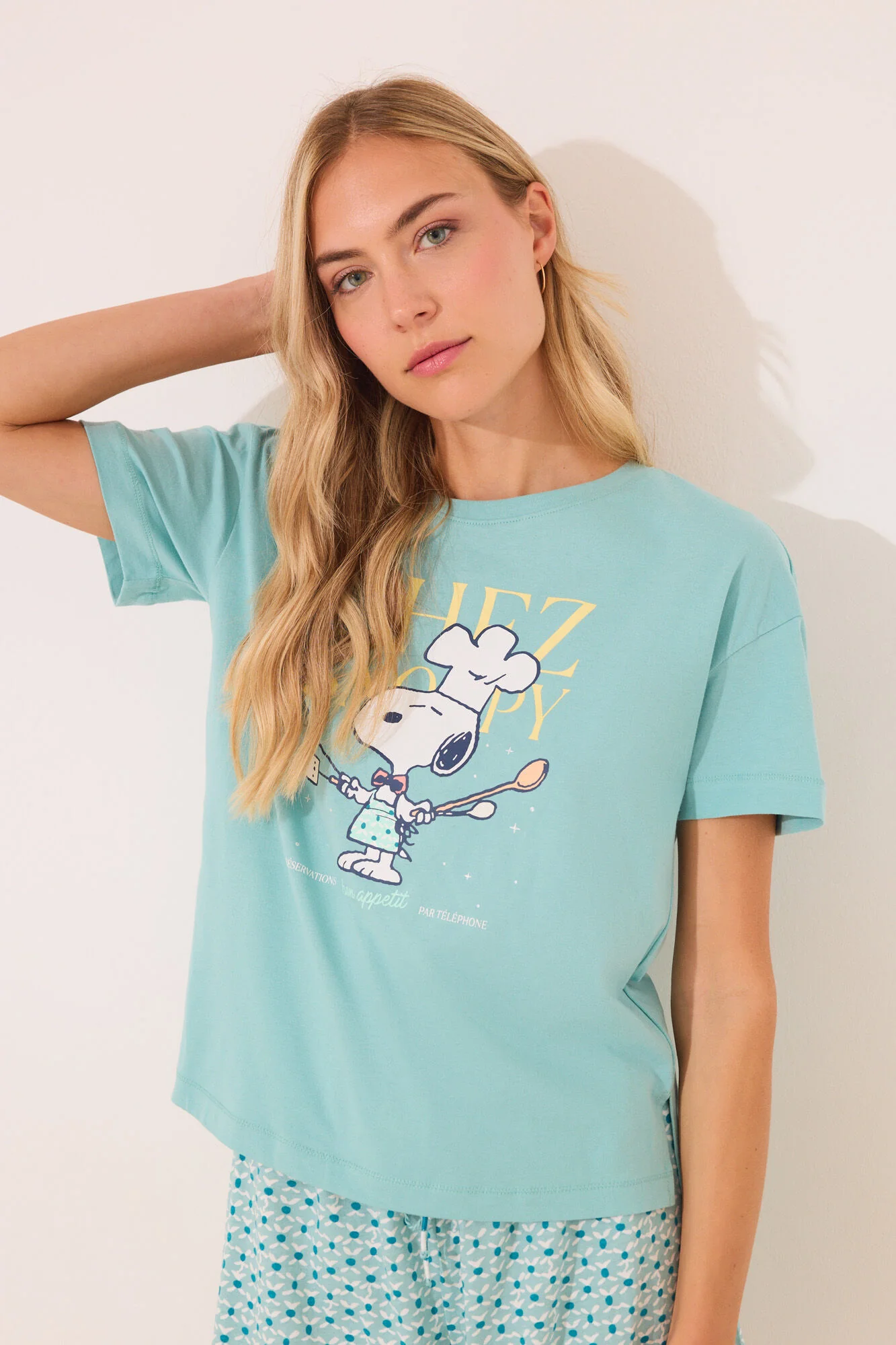 100% cotton Snoopy green short pyjamas - Image 2