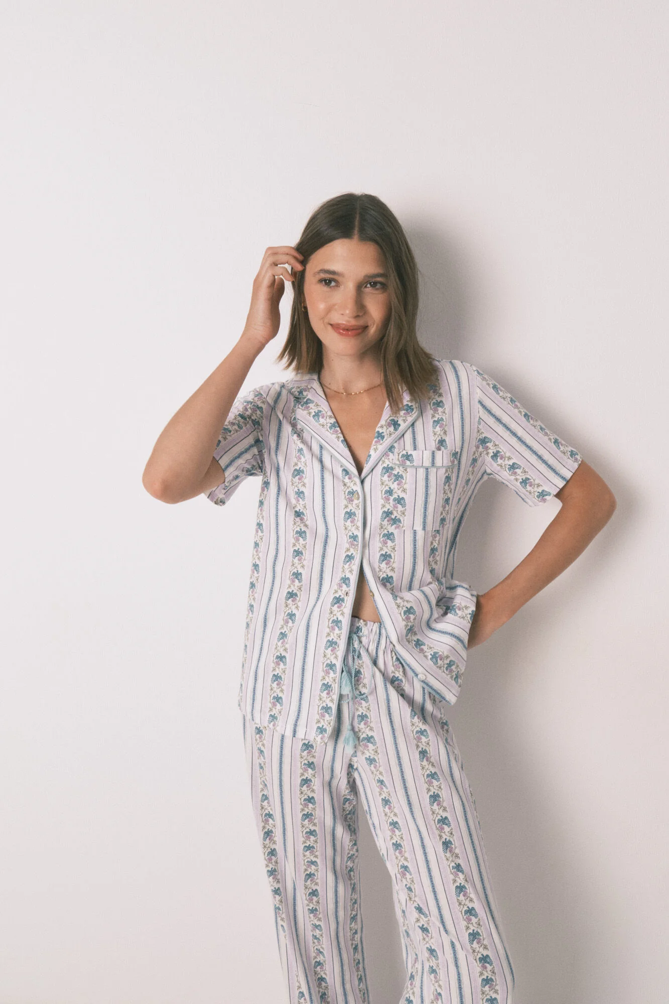 100% cotton striped Capri classic pyjamas - Image 5