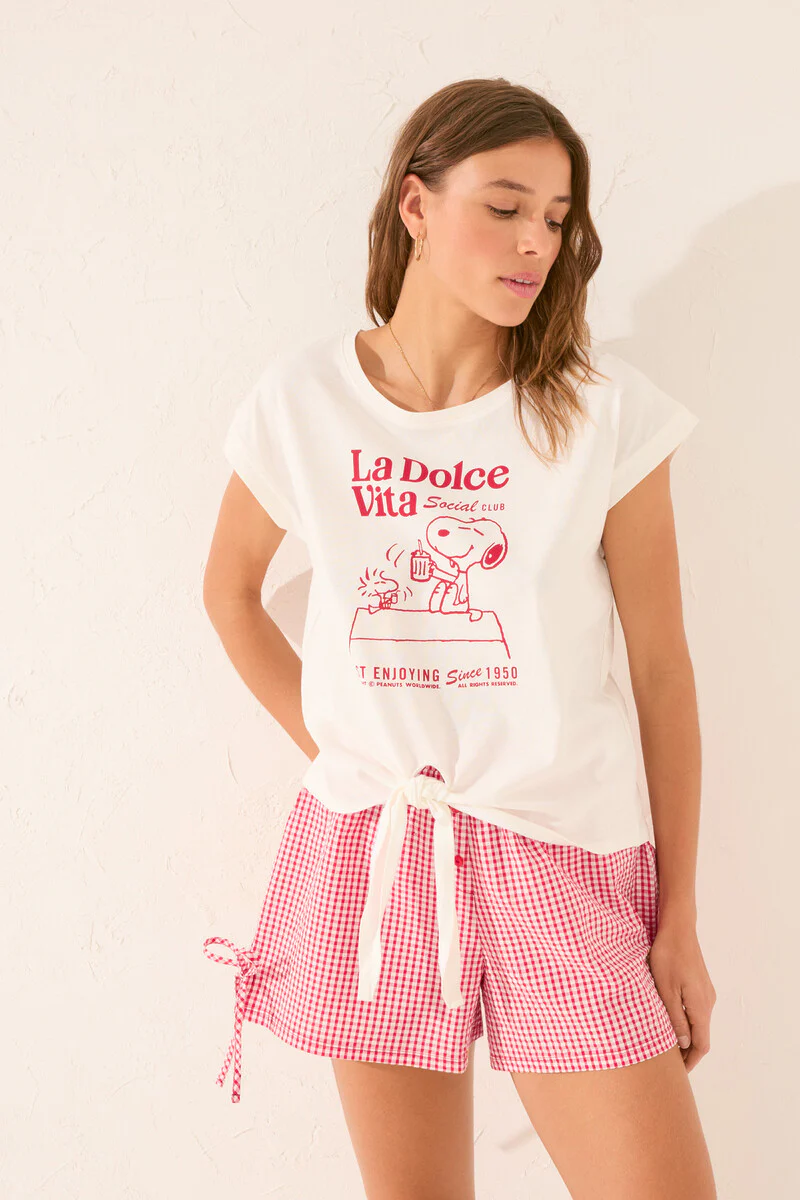 100% cotton white Snoopy short sleeve T-shirt