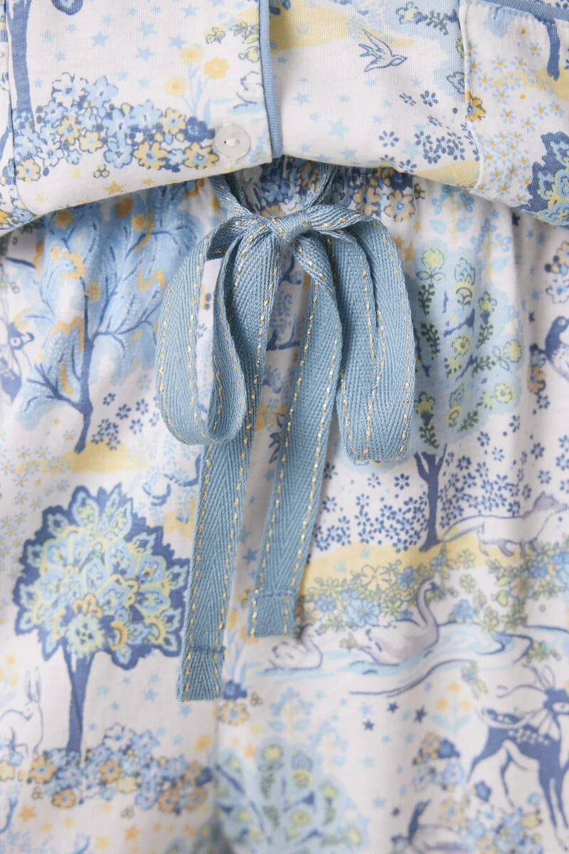 Allover cotton shirt pajamas with landscape - Image 5