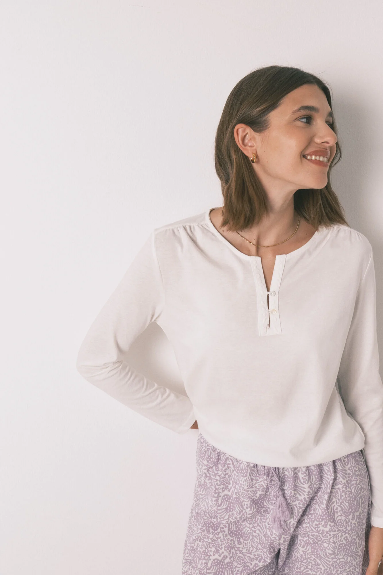 100% ivory cotton long sleeve T-shirt - Image 5