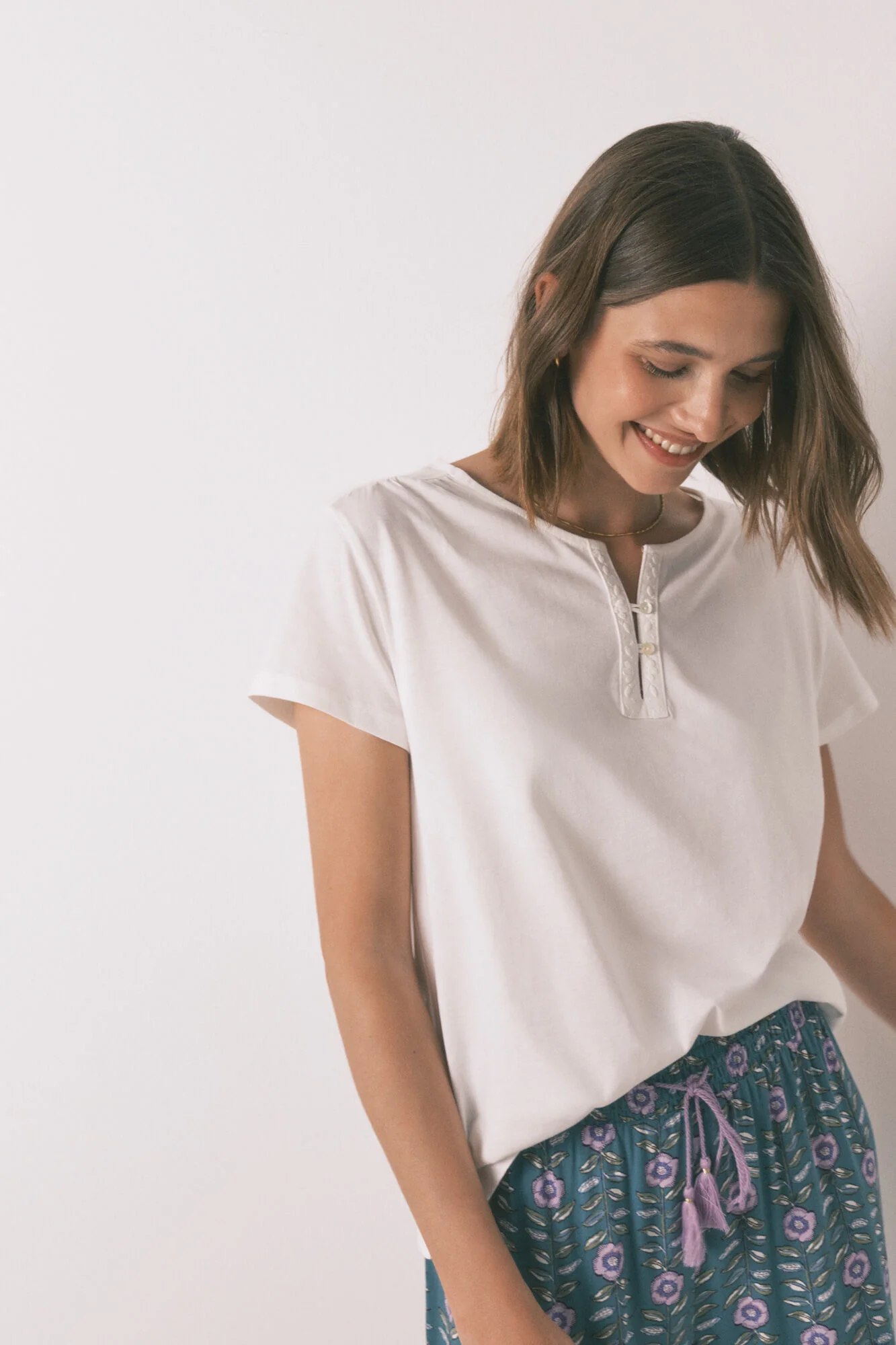 100% ivory cotton short sleeve T-shirt