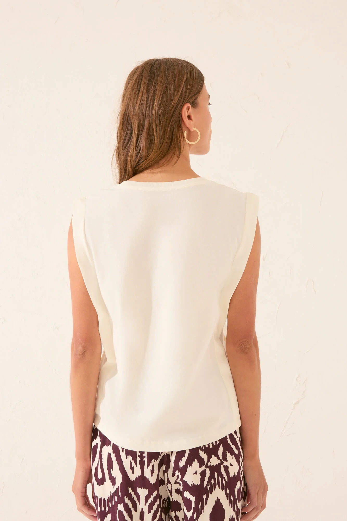 100% ivory cotton straps T-shirt - Image 3