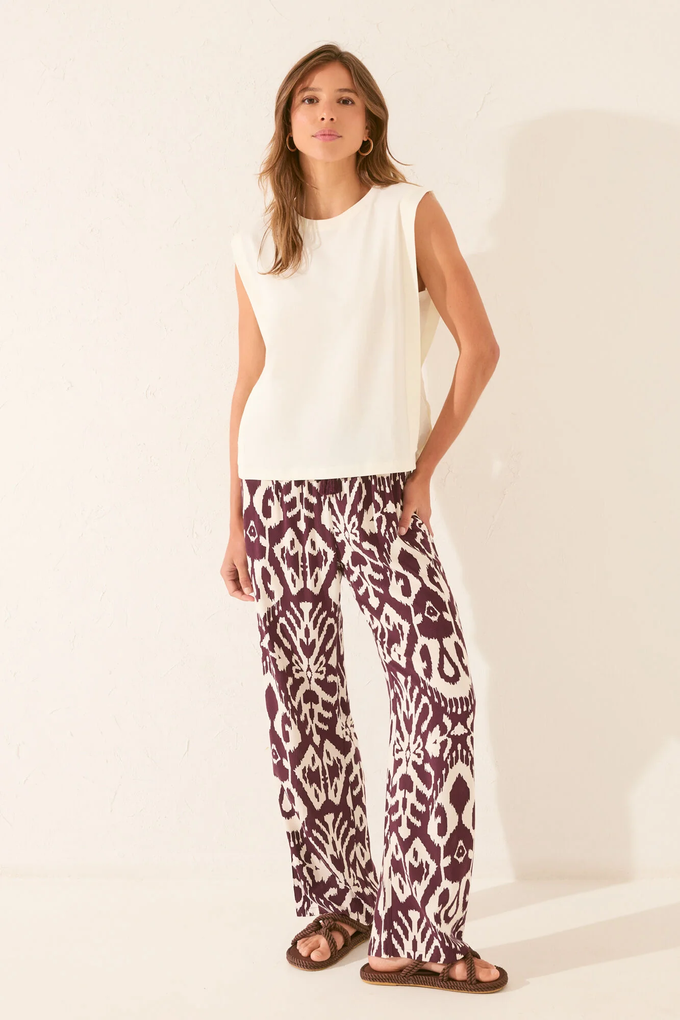 100% ivory cotton straps T-shirt - Image 4