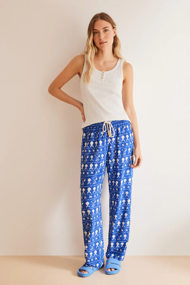 All-over Snoopy viscose trousers