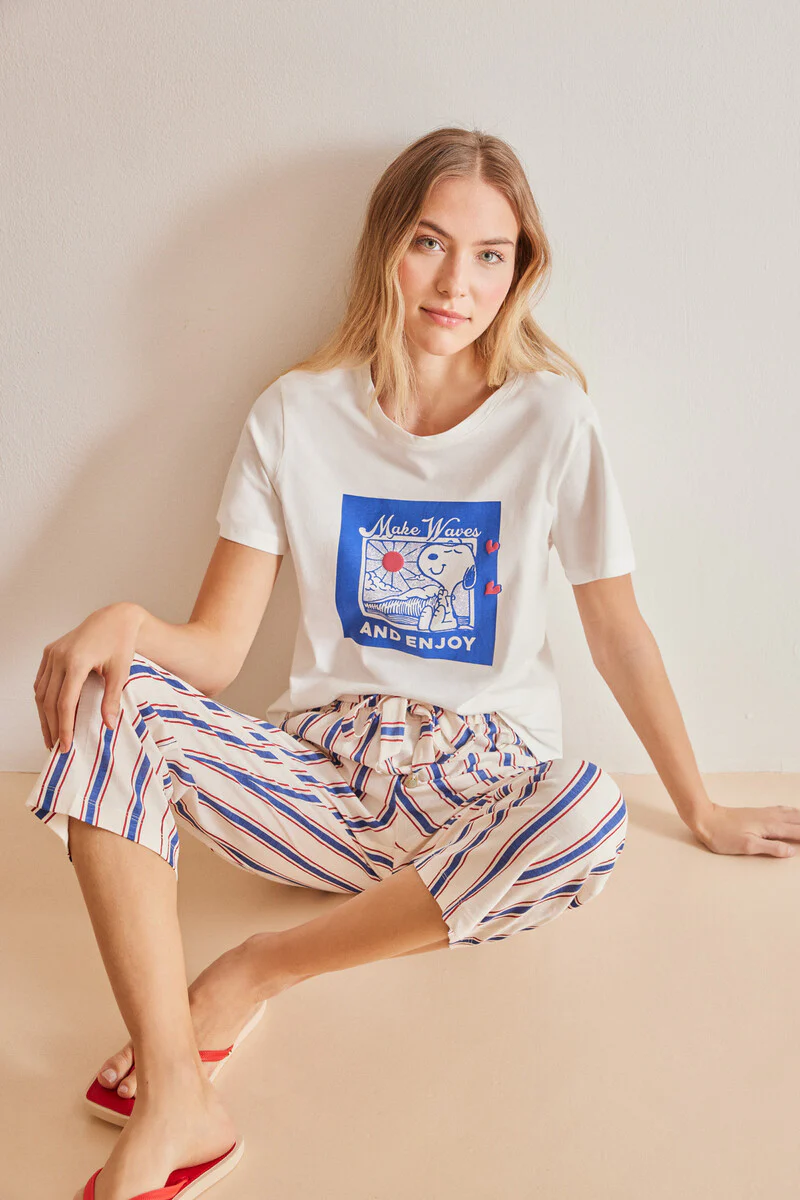 All-over striped 100% cotton trousers - Image 2
