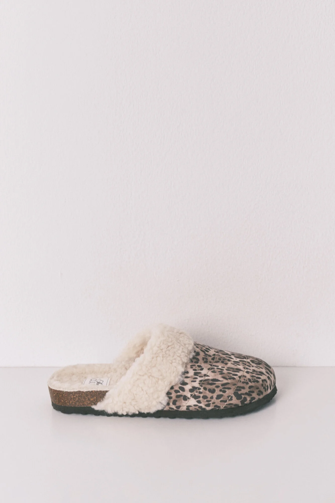 Animal print sheepskin faux shearling -style slippers
