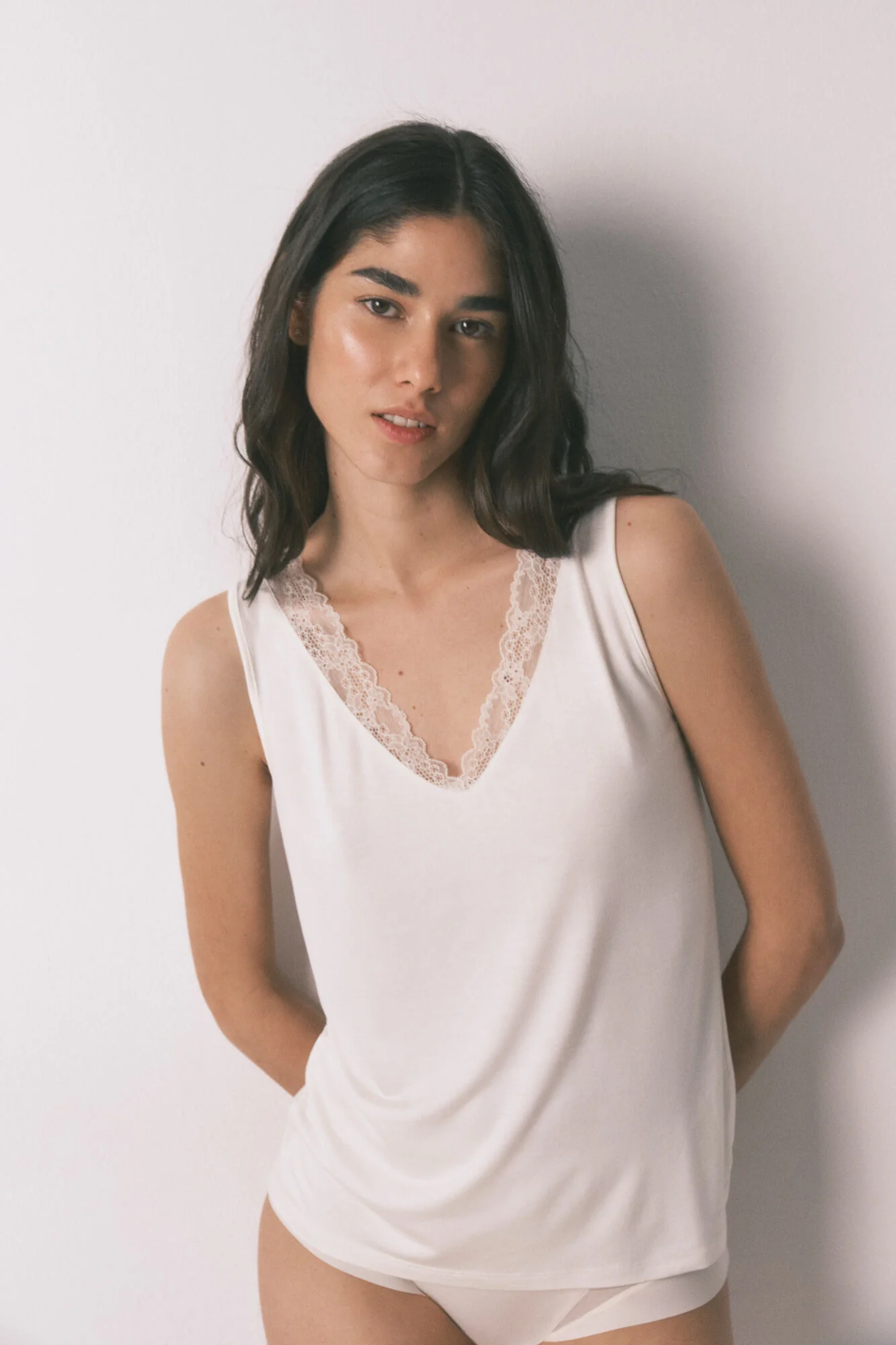 Beige jersey-knit super soft T-shirt