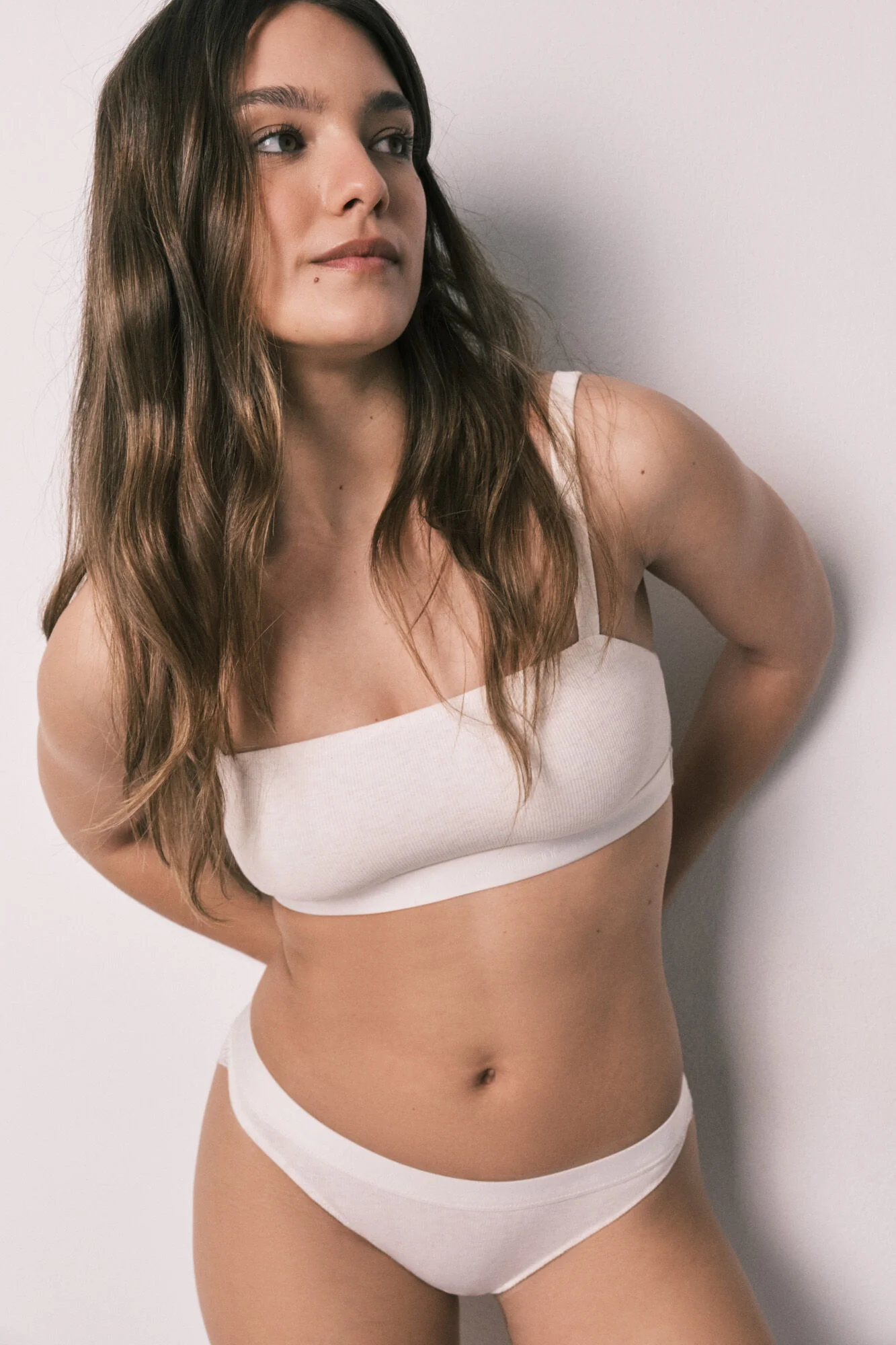 Beige ribbed cotton classic panty